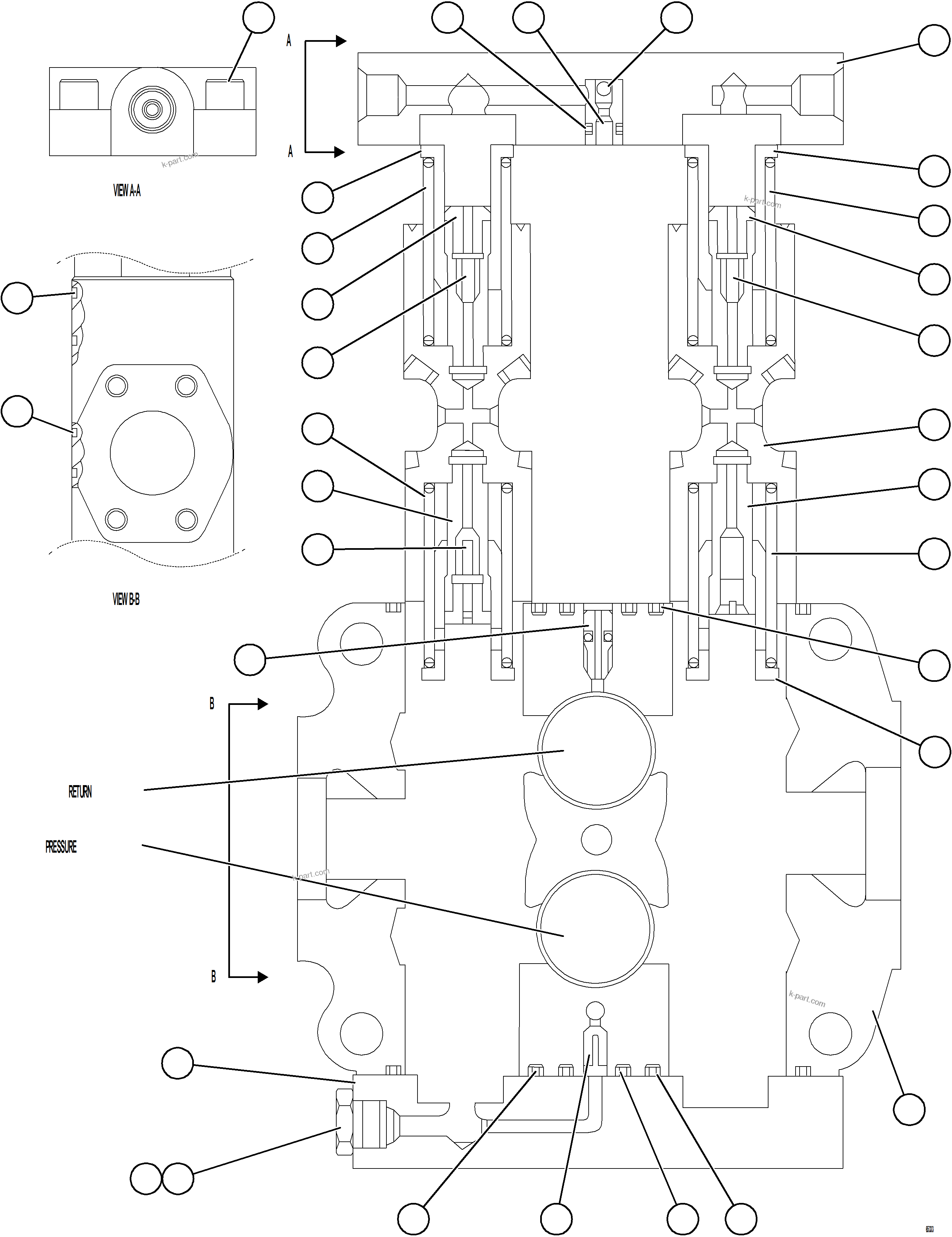 Komatsu parts book diagram for AFE78-EM 930E-5 S/N A40502 - A40505  KSA: SPOOL SECTION ASSEMBLY