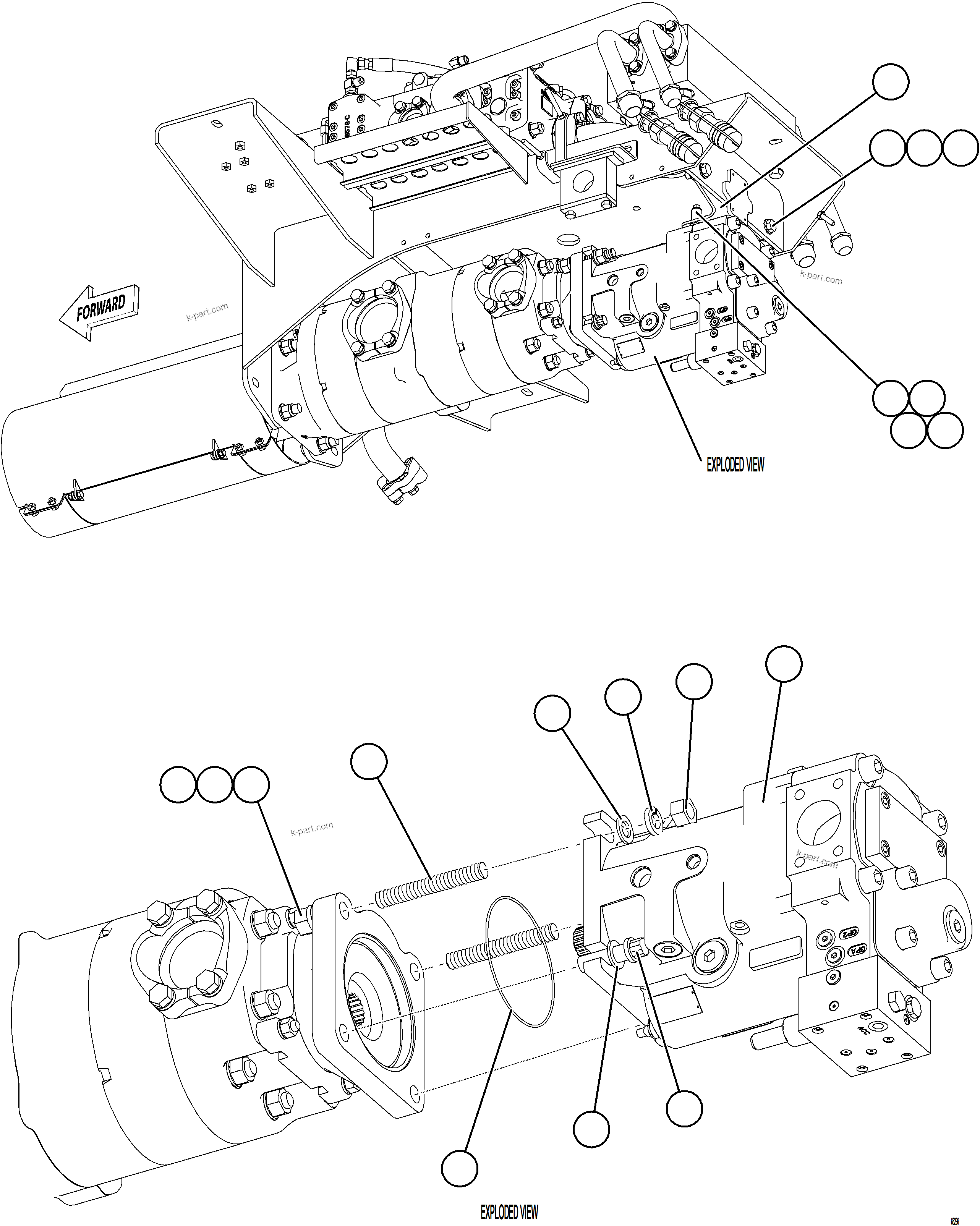 Komatsu parts book diagram for AFE78-EM 930E-5 S/N A40502 - A40505  KSA: STEERING PUMP INSTALLATION