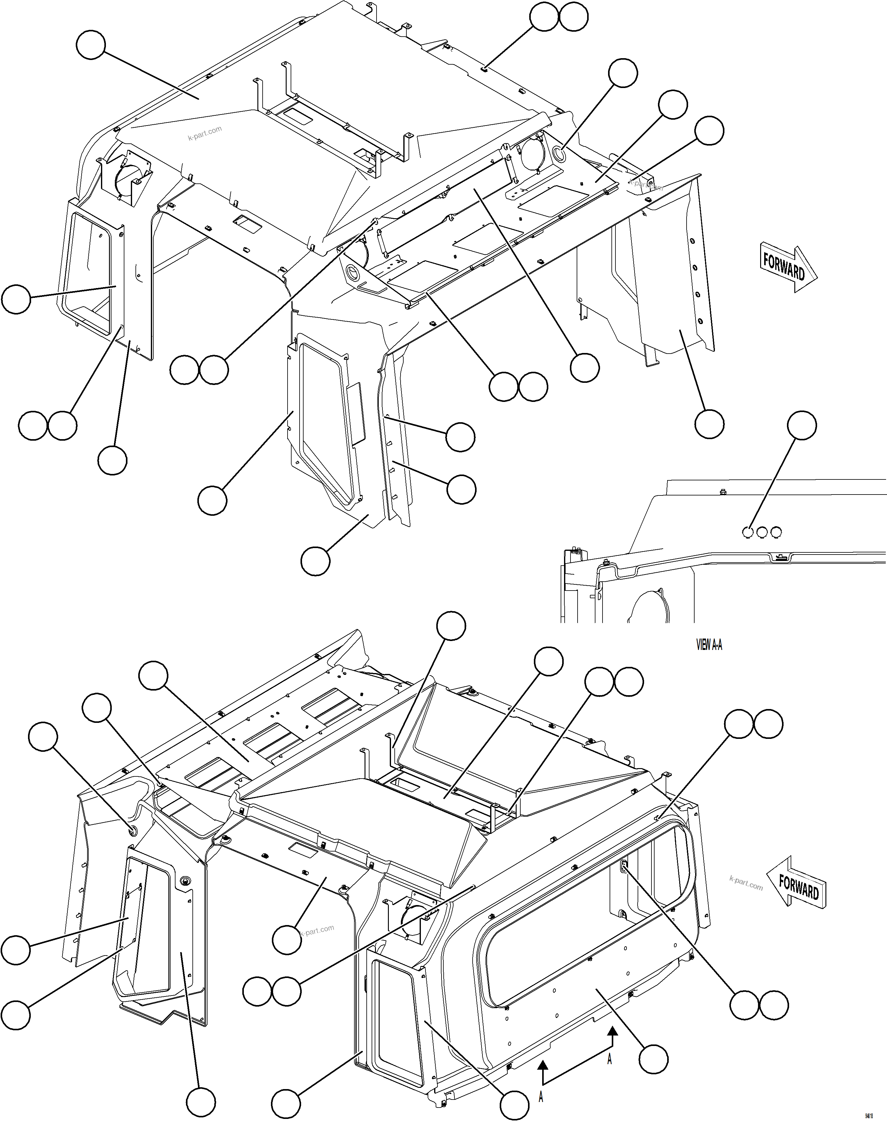 Komatsu parts book diagram for AFE78-EM 930E-5 S/N A40502 - A40505  KSA: CAB INTERIOR TRIM