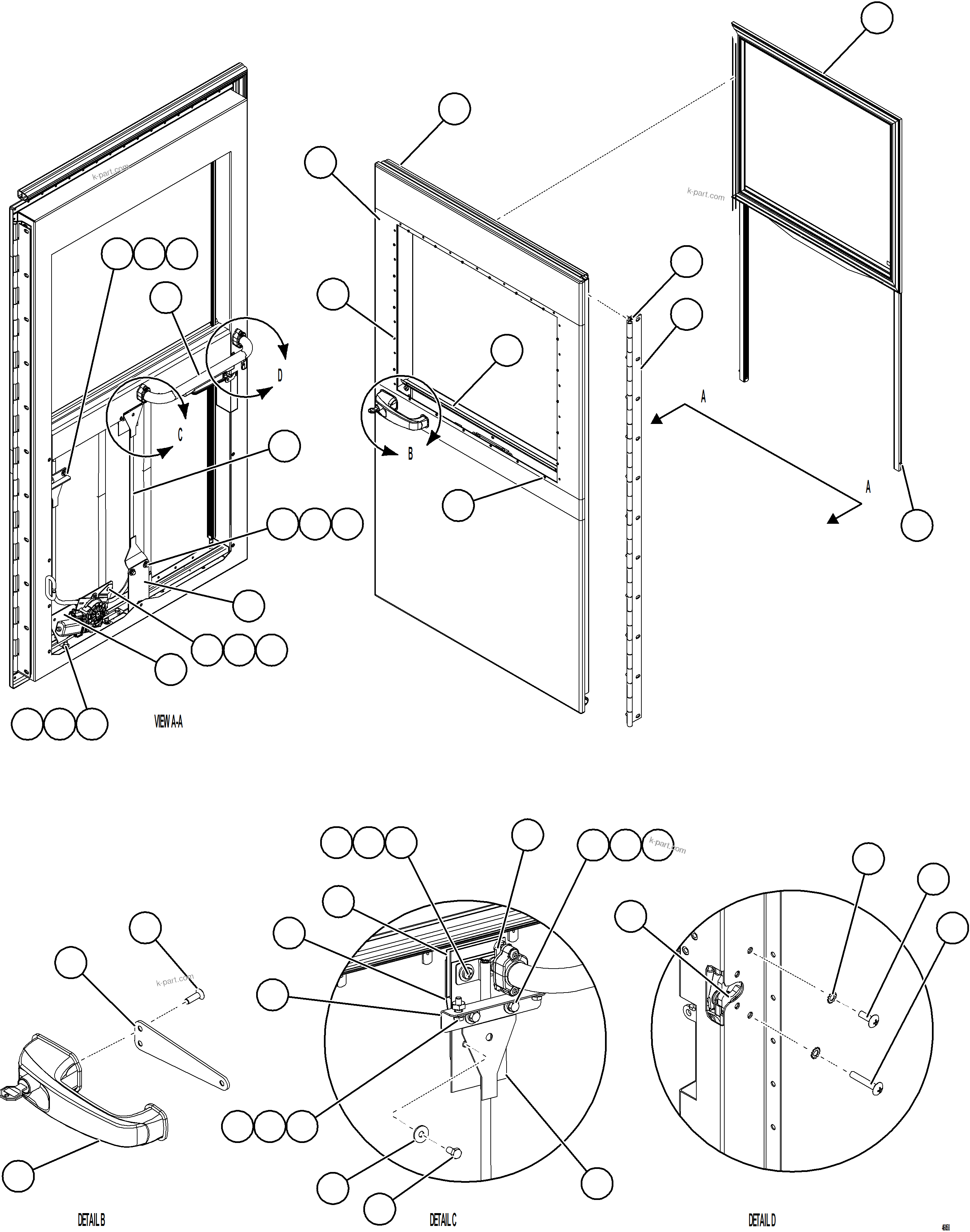 Komatsu parts book diagram for AFE78-EM 930E-5 S/N A40502 - A40505  KSA: DOOR ASSEMBLY - LH    1/2