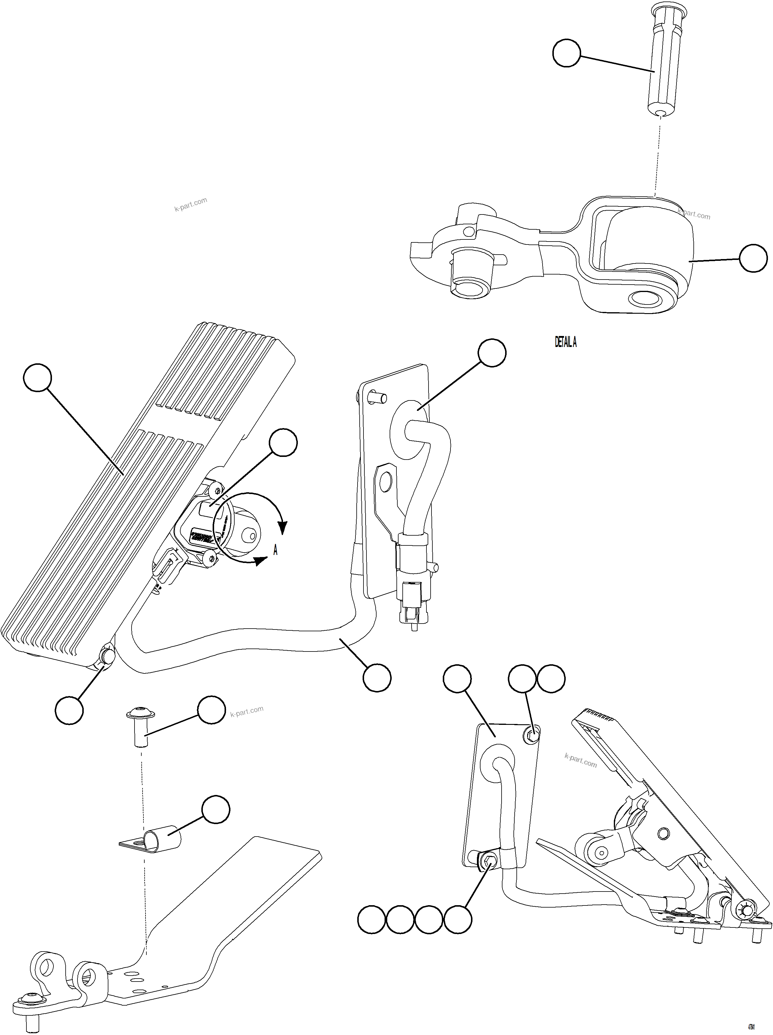 Komatsu parts book diagram for AFE78-EM 930E-5 S/N A40502 - A40505  KSA: ACCELERATOR PEDAL INSTALLATION