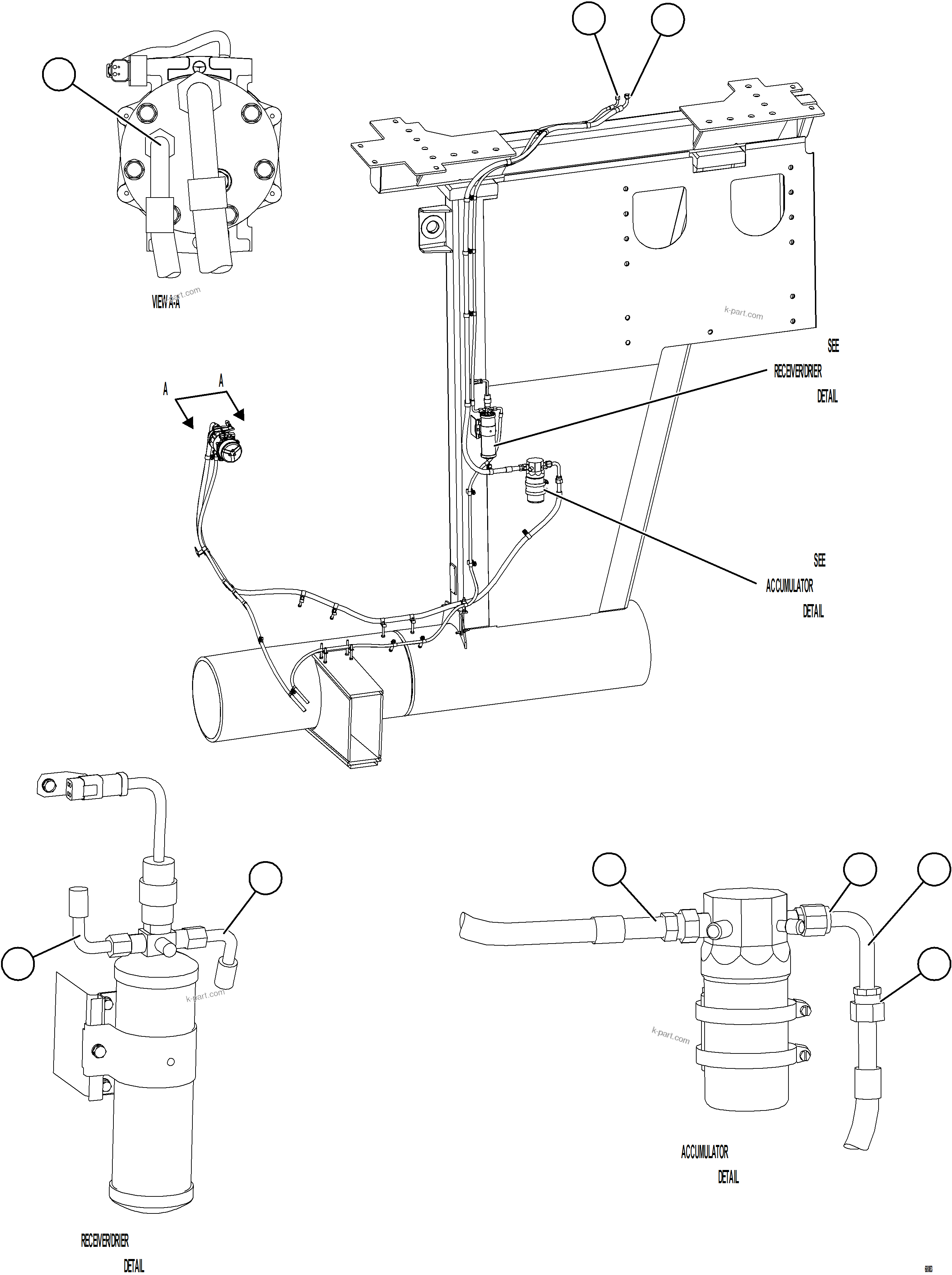 Komatsu parts book diagram for AFE78-EM 930E-5 S/N A40502 - A40505  KSA: AIR CONDITIONING PIPING    1/3