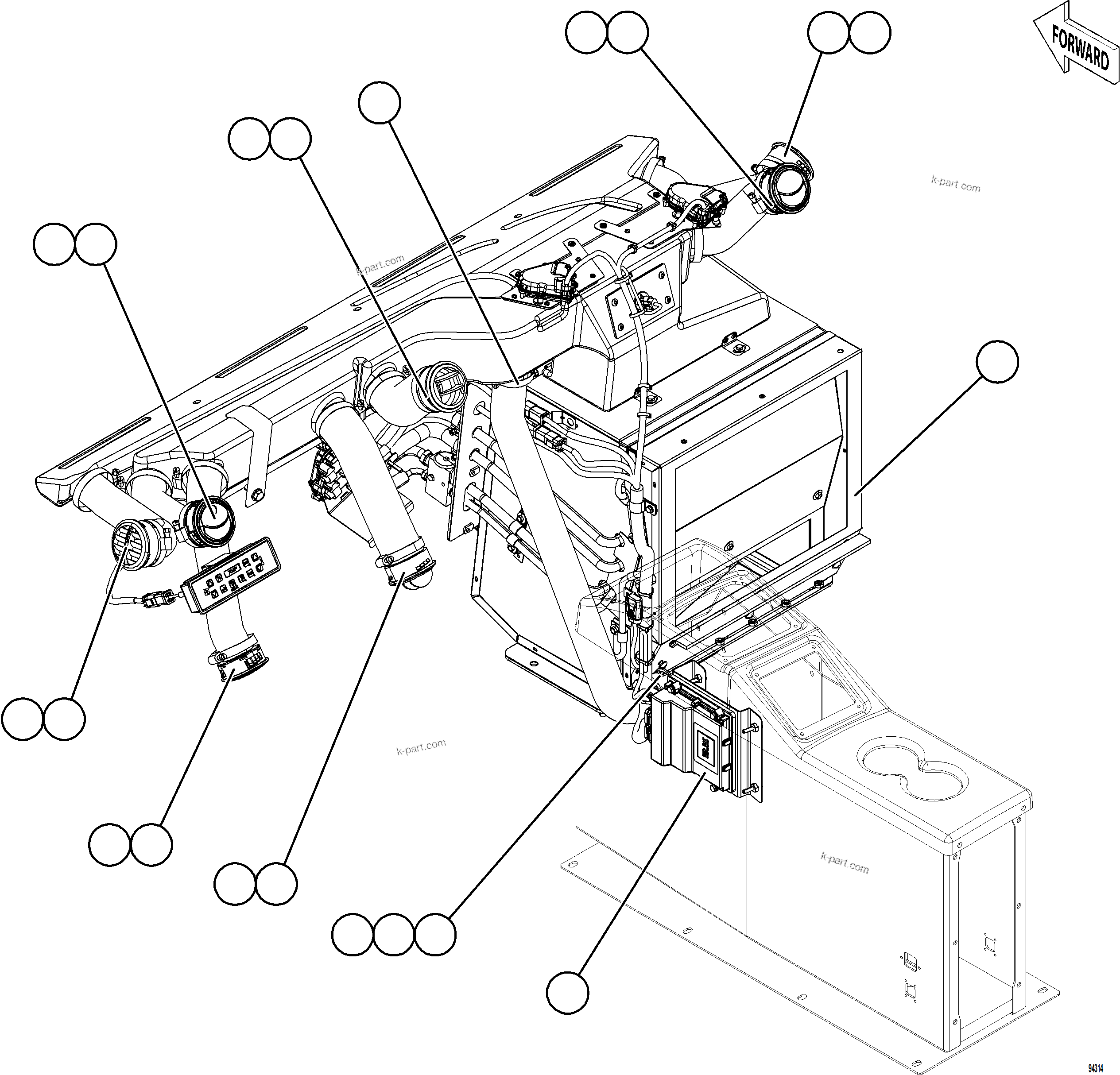 Komatsu parts book diagram for AFE78-EM 930E-5 S/N A40502 - A40505  KSA: HVAC MODULE INSTALLATION    2/2