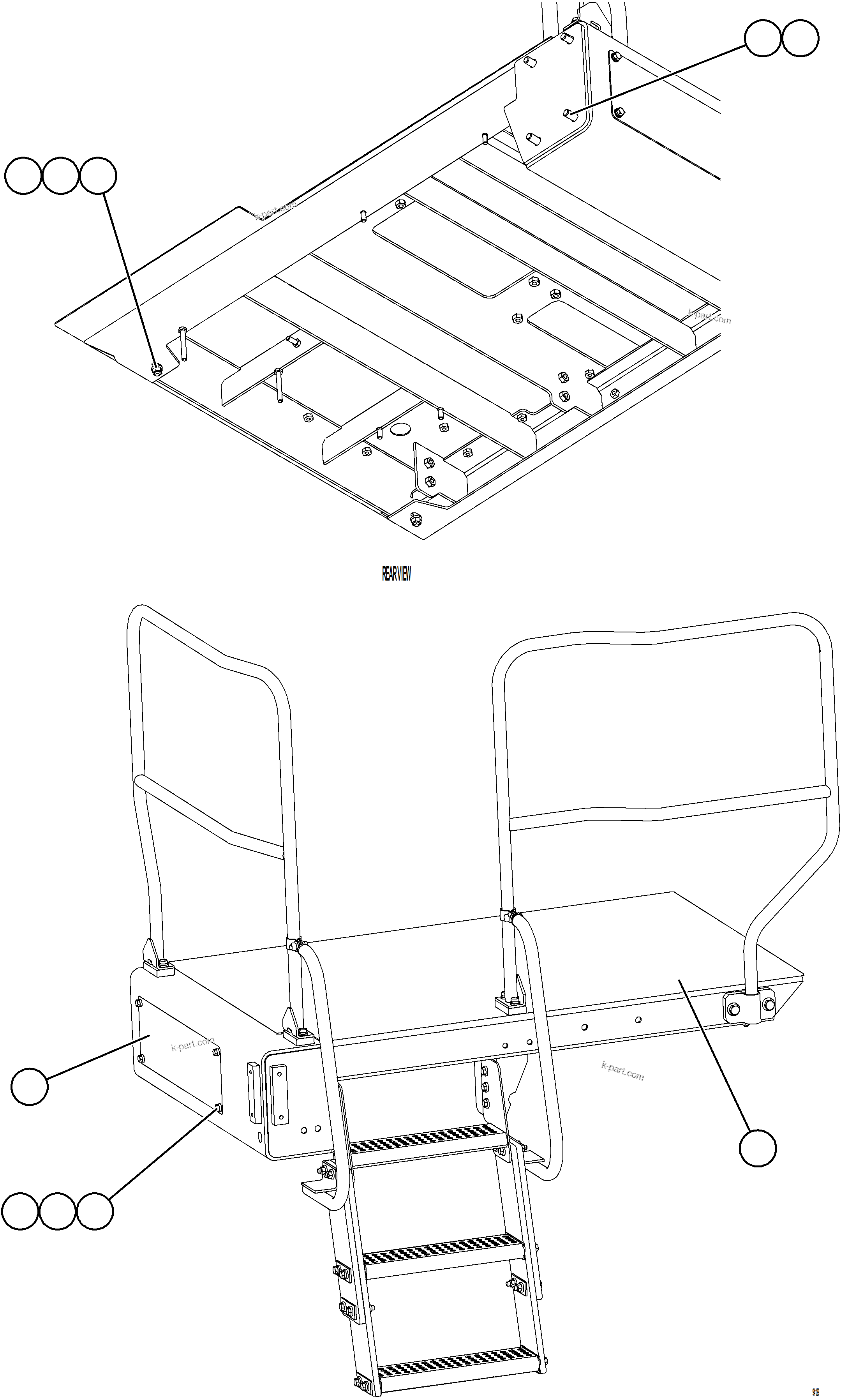 Komatsu parts book diagram for AFE78-EM 930E-5 S/N A40502 - A40505  KSA: LH LOWER PLATFORM INSTALLATION