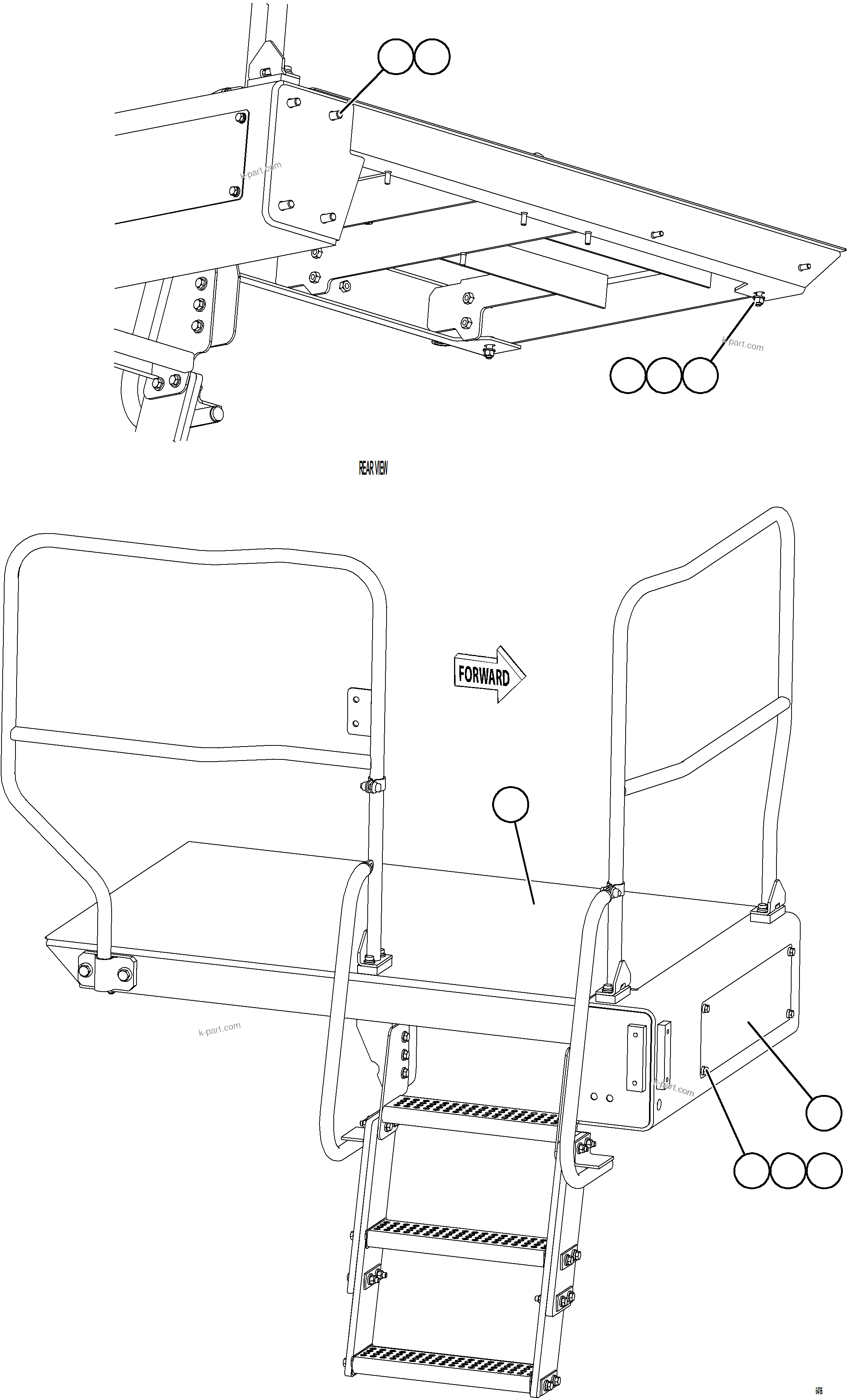 Komatsu parts book diagram for AFE78-EM 930E-5 S/N A40502 - A40505  KSA: RH LOWER PLATFORM INSTALLATION