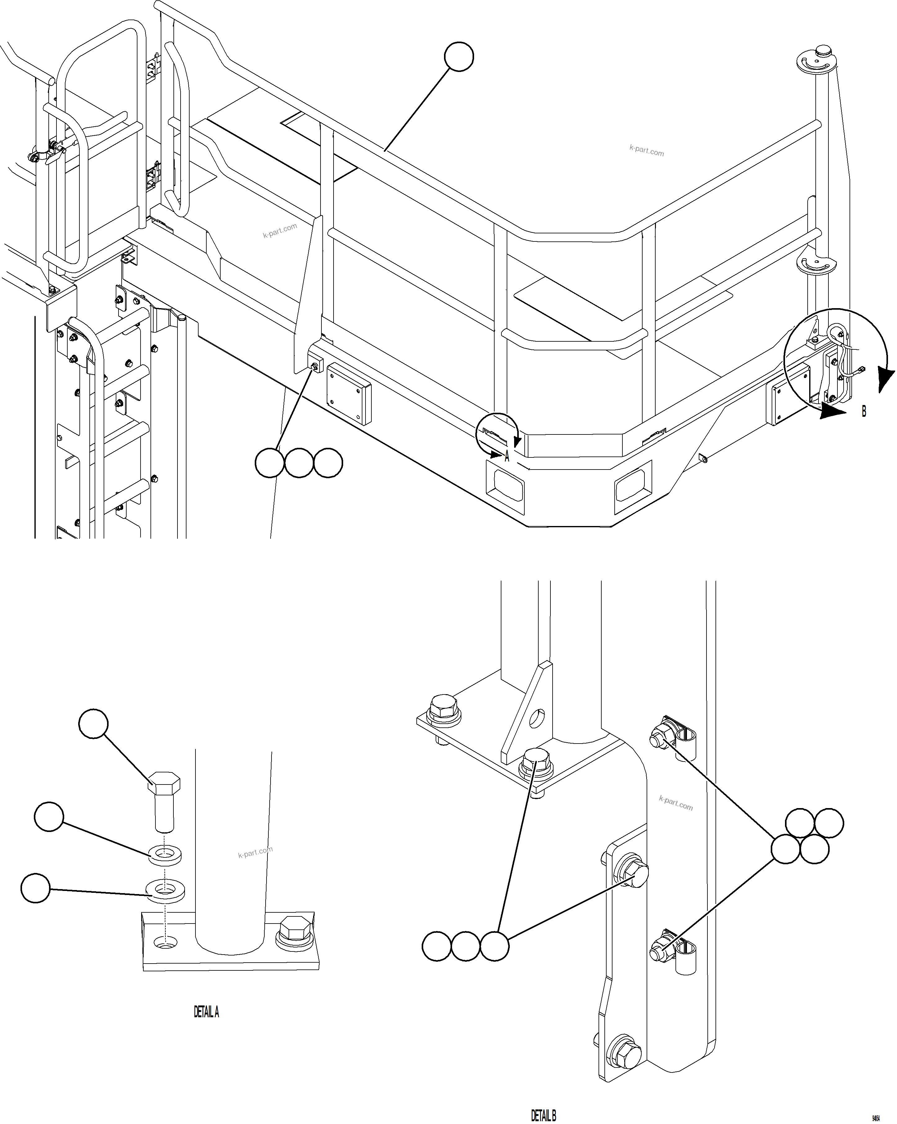 Komatsu parts book diagram for AFE78-EM 930E-5 S/N A40502 - A40505  KSA: LH DECK HANDRAILS    2/2