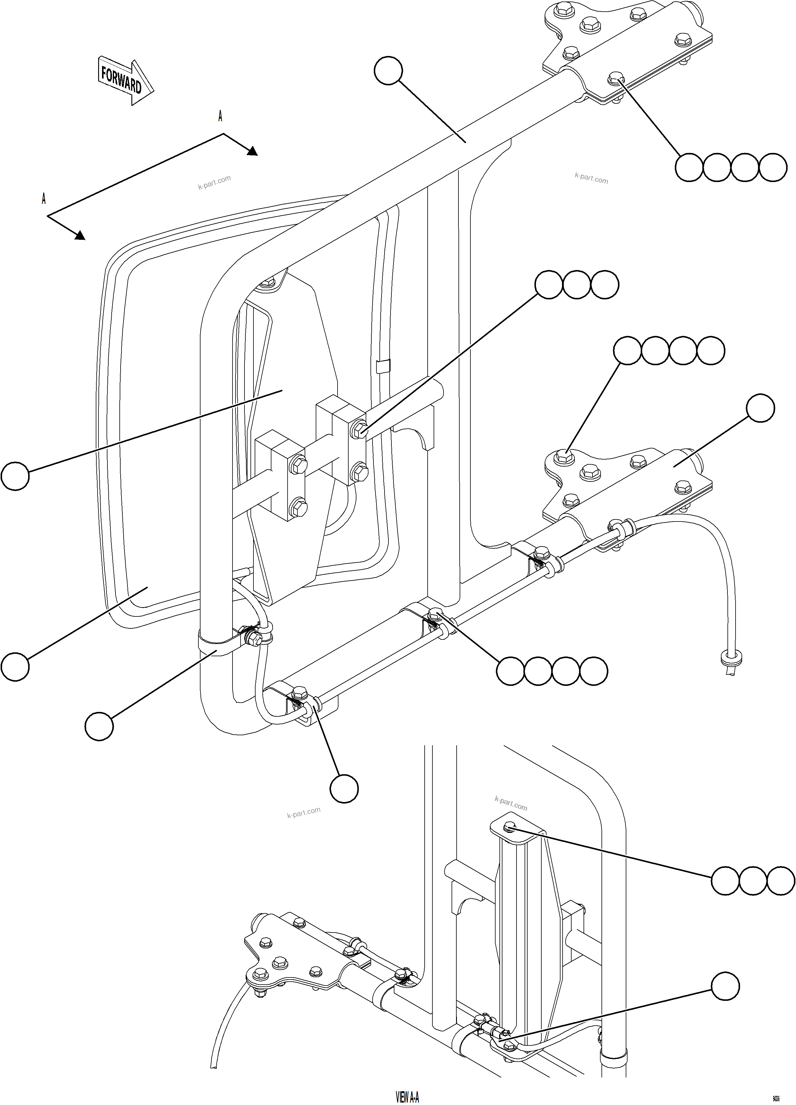 Komatsu parts book diagram for AFE78-EM 930E-5 S/N A40502 - A40505  KSA: RH MIRROR INSTALLATION