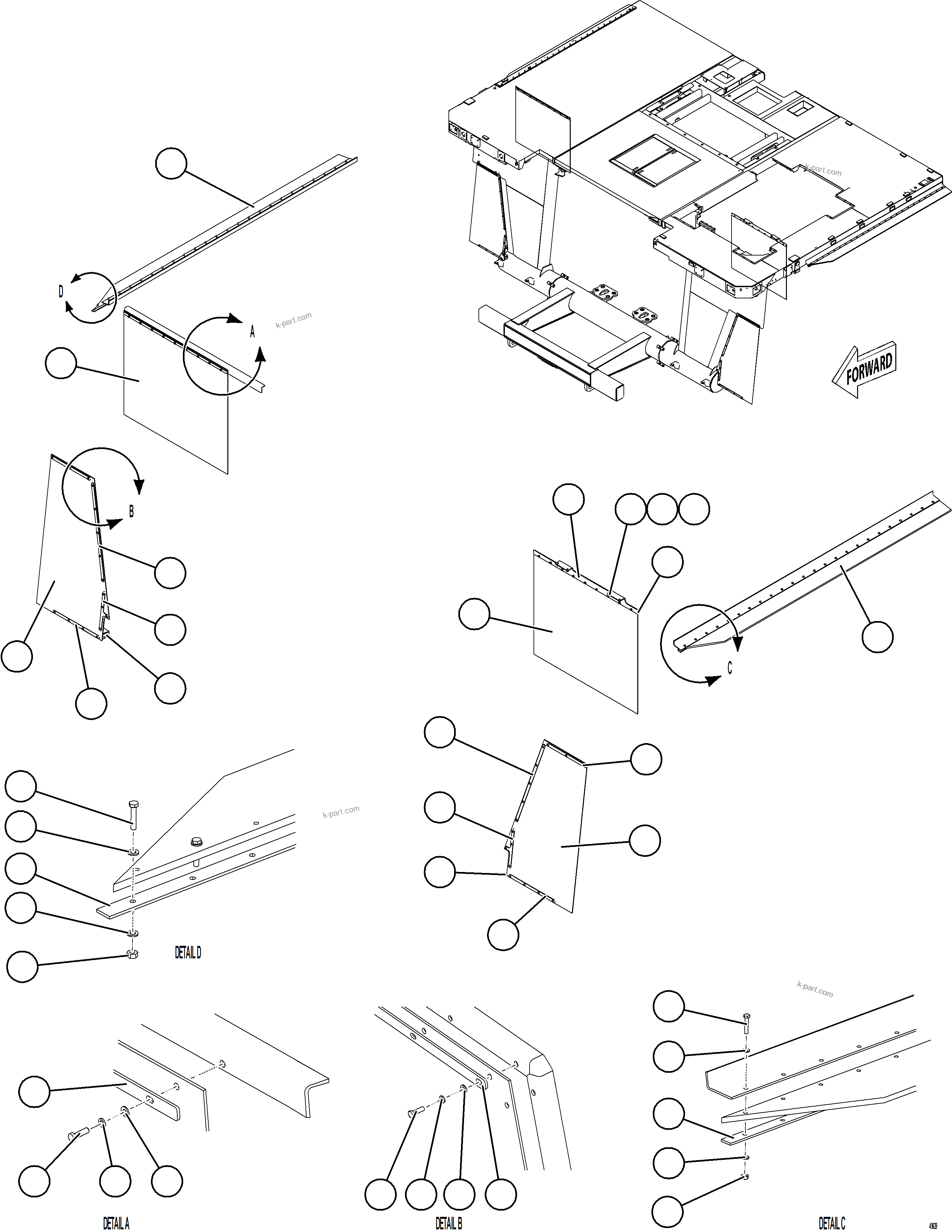 Komatsu parts book diagram for AFE78-EM 930E-5 S/N A40502 - A40505  KSA: DECK MUD FLAPS