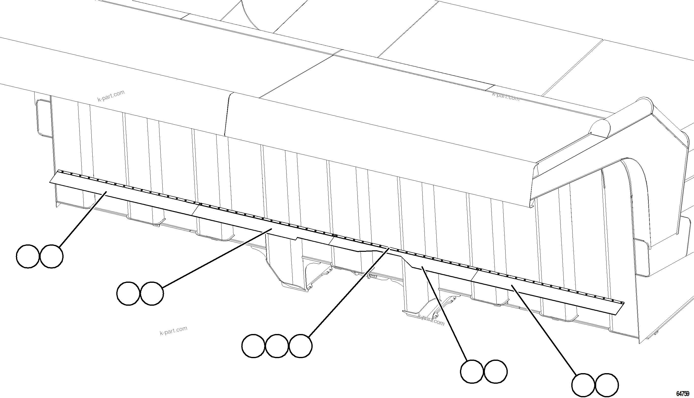 Komatsu parts book diagram for AFE78-EM 930E-5 S/N A40502 - A40505  KSA: DUMP BODY MUD FLAPS    1/2