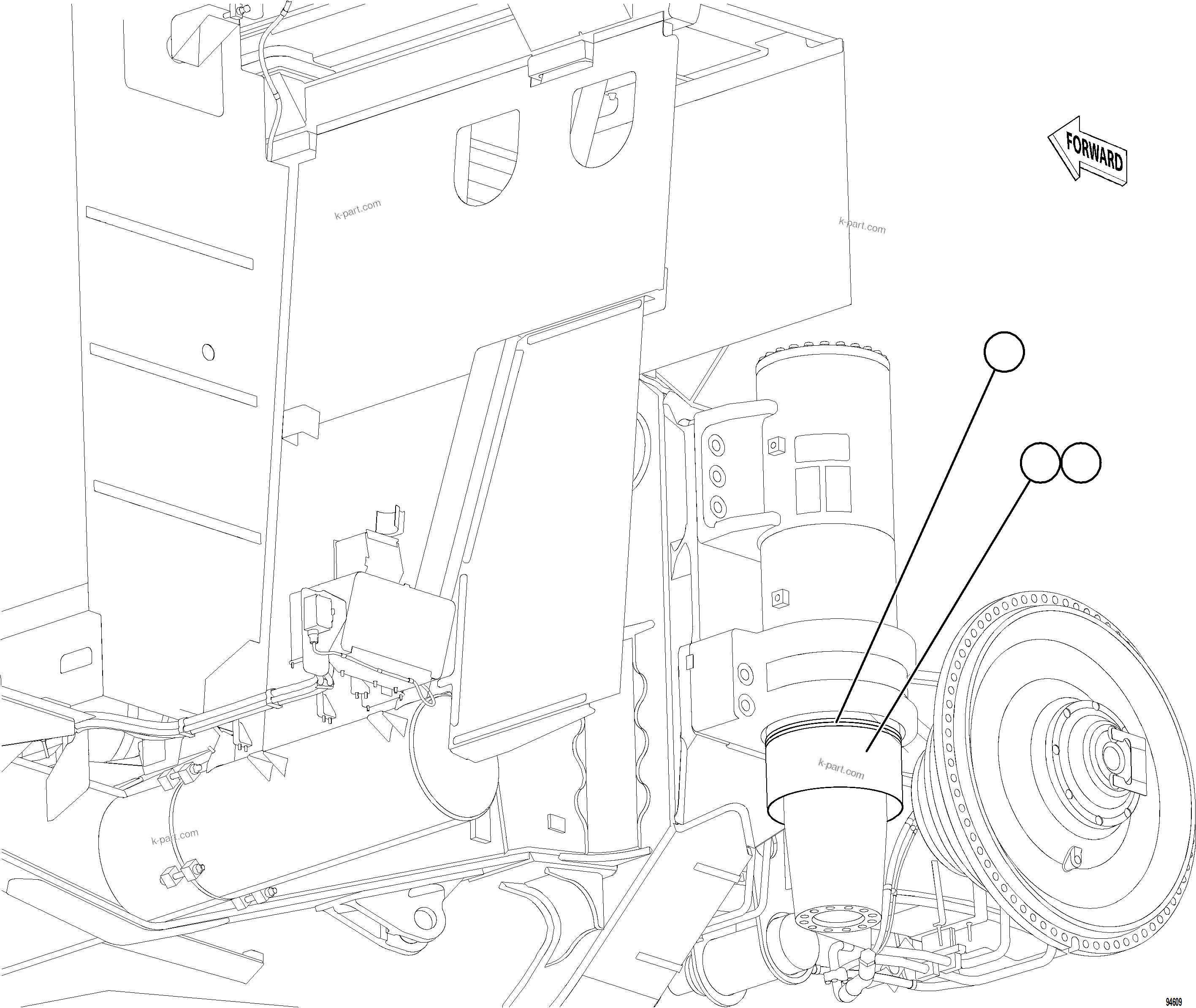 Komatsu parts book diagram for AFE78-EM 930E-5 S/N A40502 - A40505  KSA: FRONT SUSPENSION MUD FLAP
