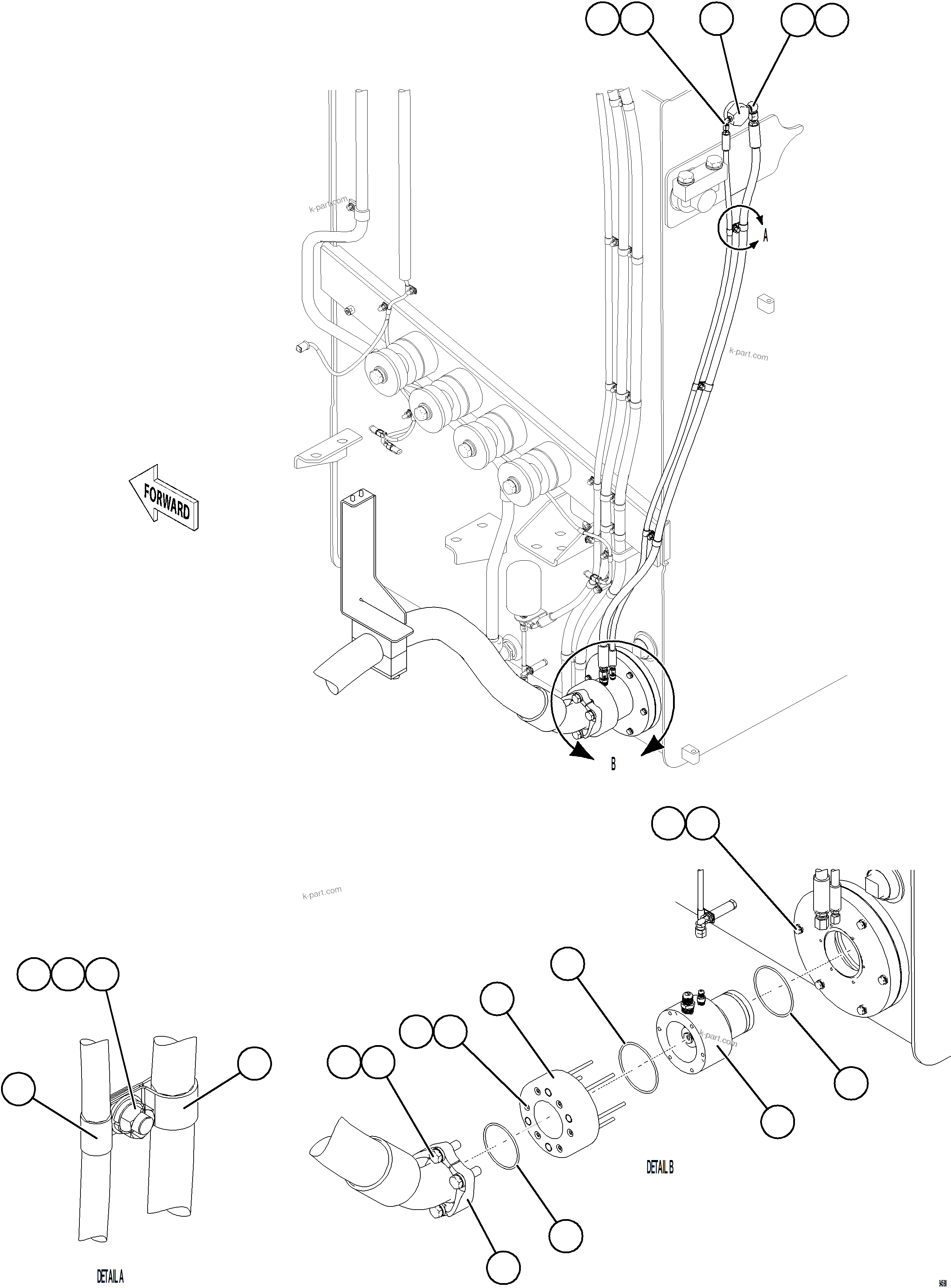 Komatsu parts book diagram for AFE78-EZ 930E-5 S/N A40612,A40614 - A40618  KCH: FUEL TANK REMOTE FILL - LH    2/2