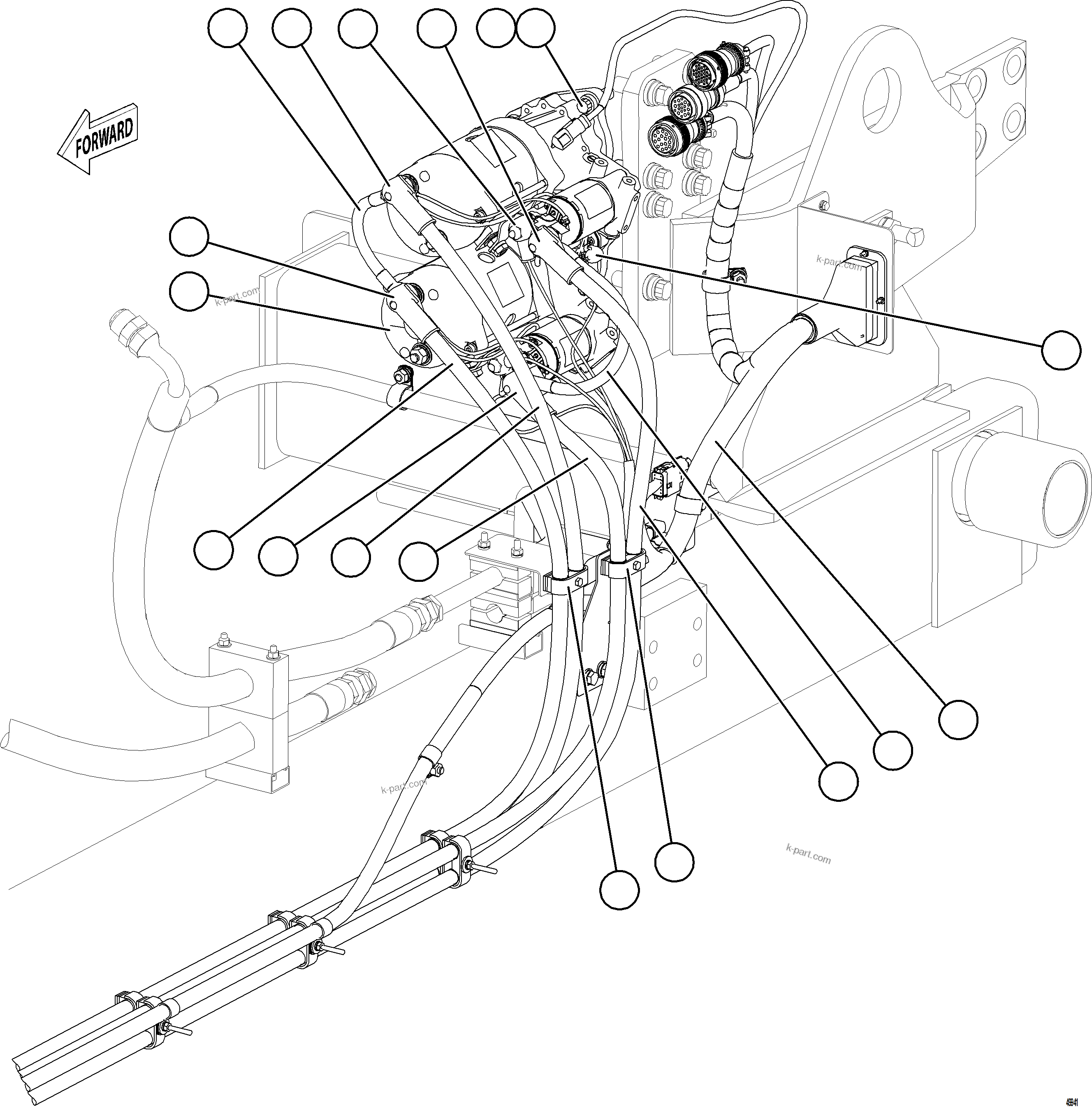 Komatsu parts book diagram for AFE78-EZ 930E-5 S/N A40612,A40614 - A40618  KCH: CRANKING MOTOR INSTALLATION
