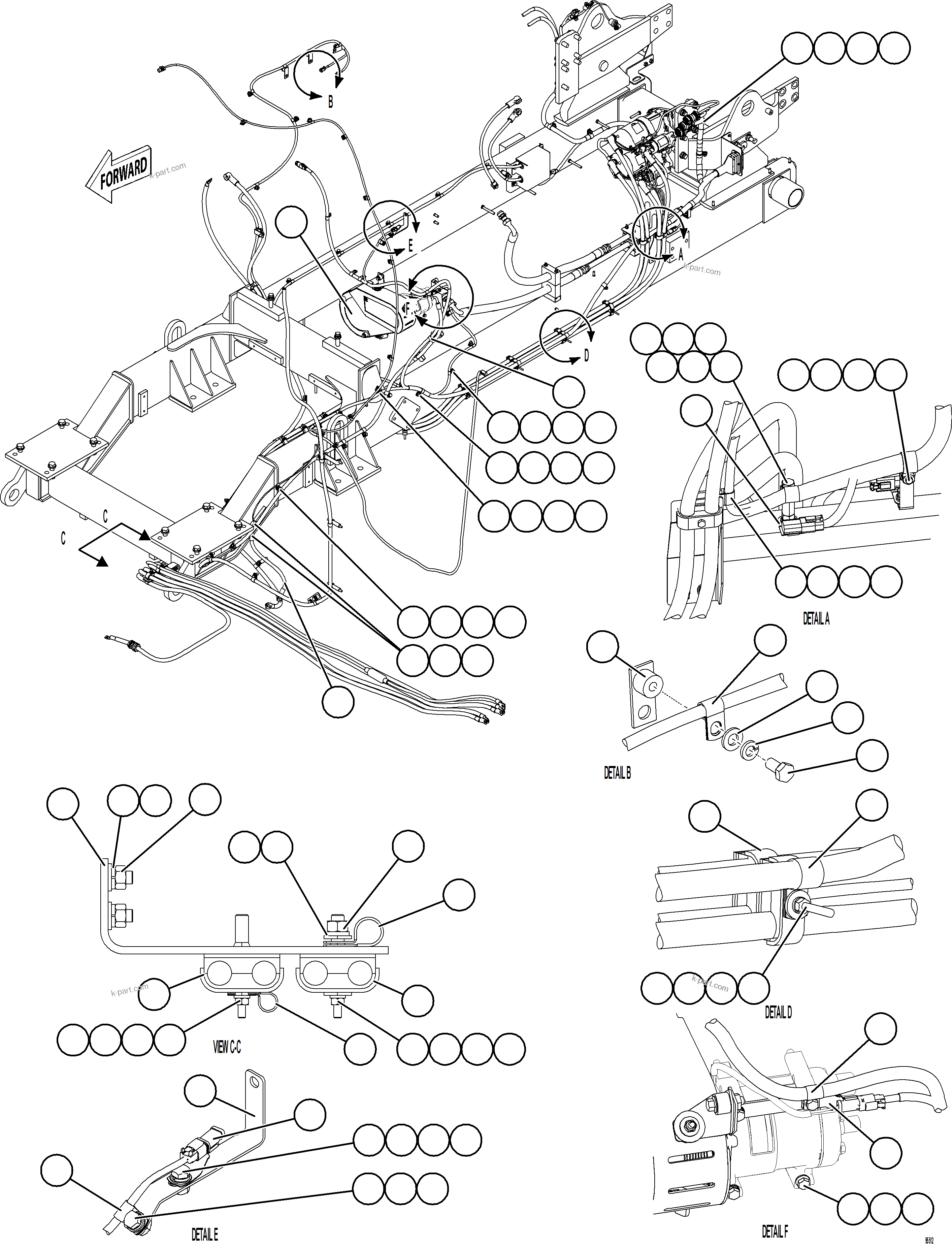 Komatsu parts book diagram for AFE78-EZ 930E-5 S/N A40612,A40614 - A40618  KCH: CRANKING MOTOR WIRING    1/2