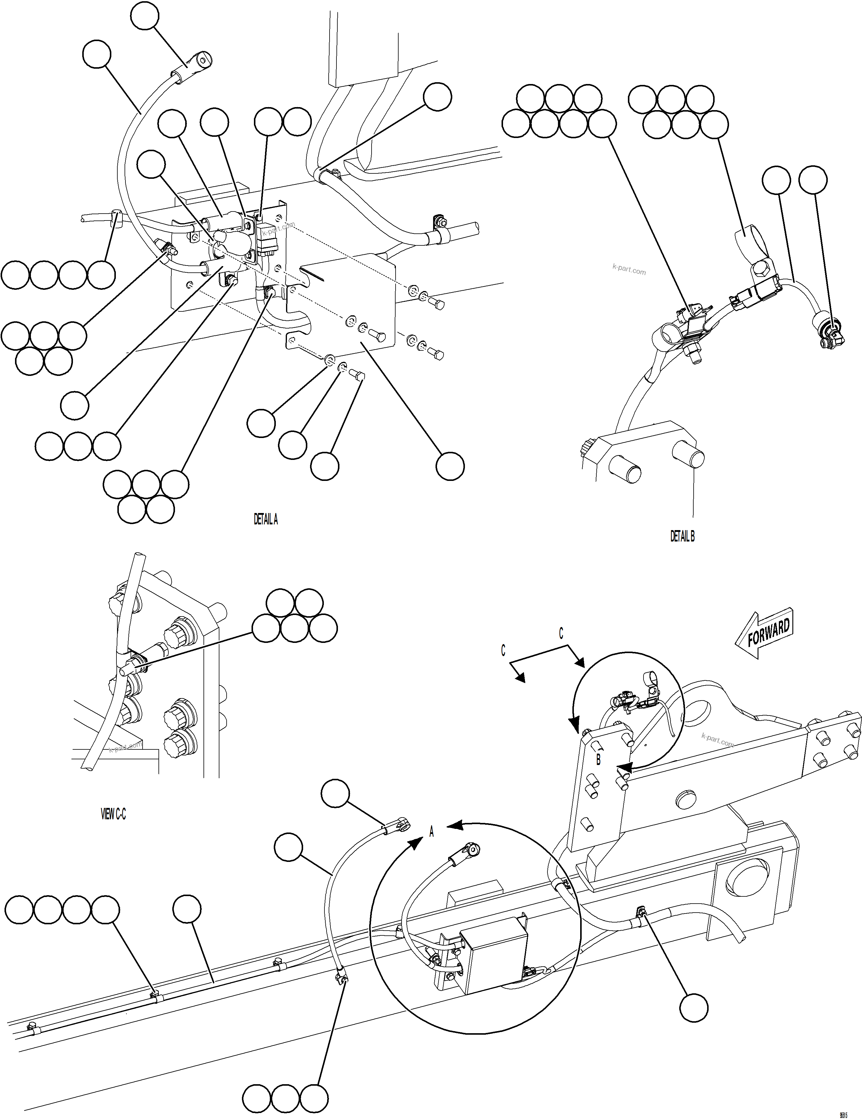 Komatsu parts book diagram for AFE78-EZ 930E-5 S/N A40612,A40614 - A40618  KCH: ENGINE PRELUBE WIRING
