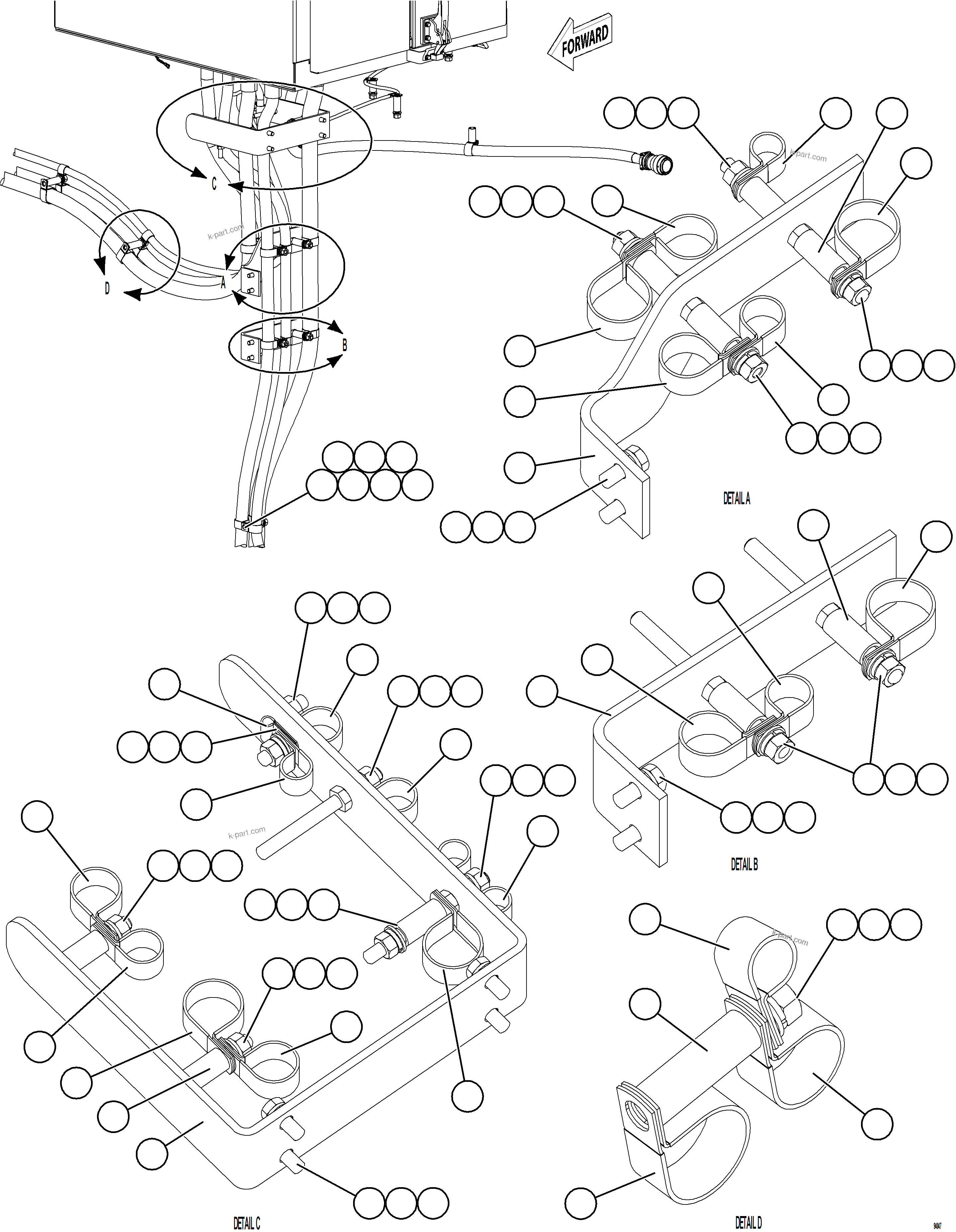 Komatsu parts book diagram for AFE78-EZ 930E-5 S/N A40612,A40614 - A40618  KCH: AUXILIARY CONTROL CABINET EXTERNAL WIRING CLAMPING