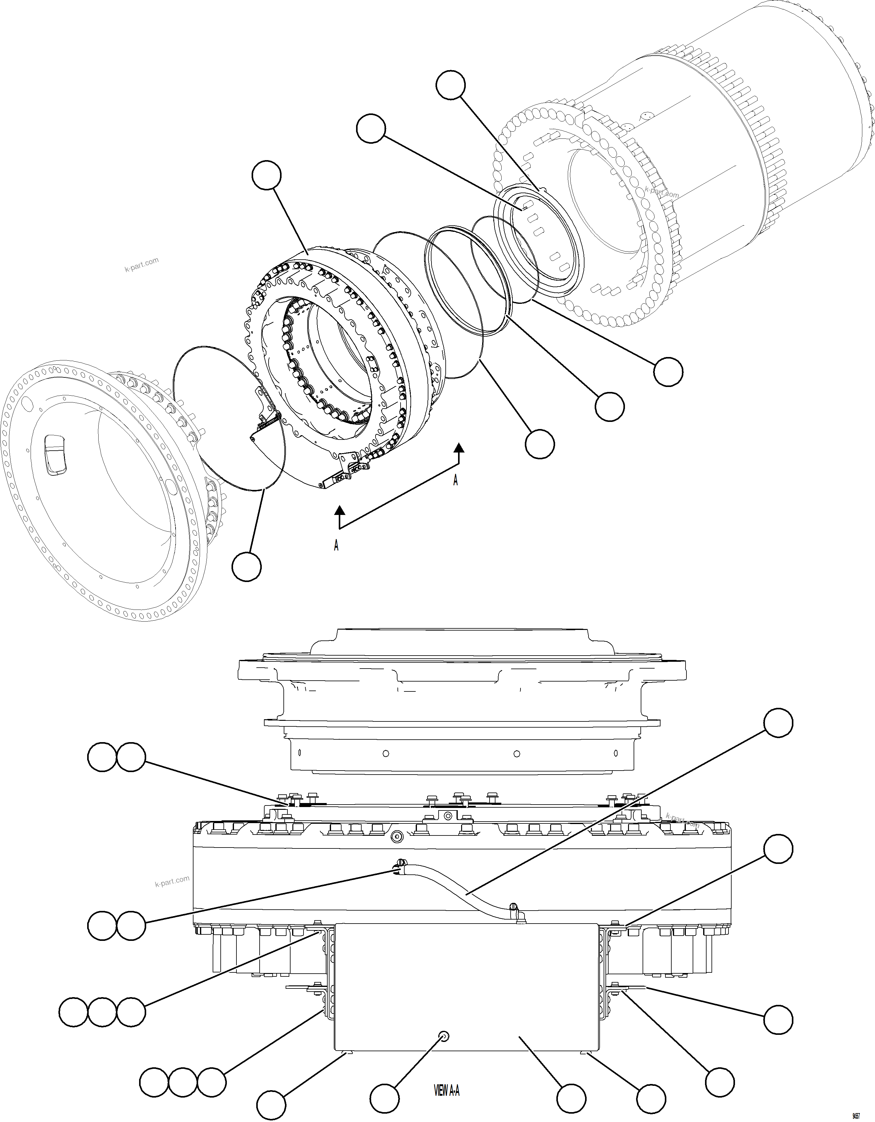 Komatsu parts book diagram for AFE78-EZ 930E-5 S/N A40612,A40614 - A40618  KCH: REAR BRAKE INSTALLATION