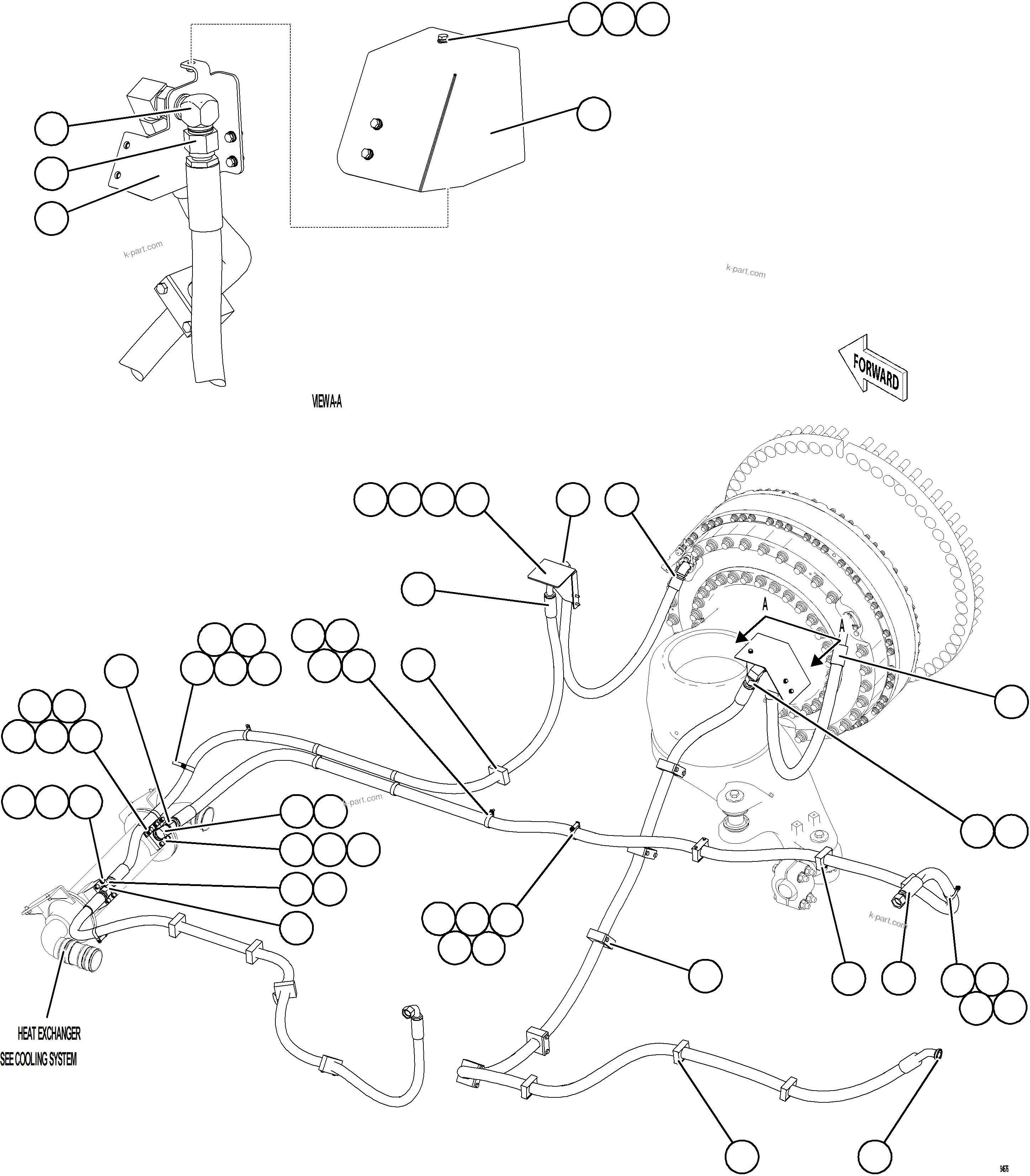 Komatsu parts book diagram for AFE78-EZ 930E-5 S/N A40612,A40614 - A40618  KCH: BRAKE COOLING PIPING - RIGHT FRONT    1/2