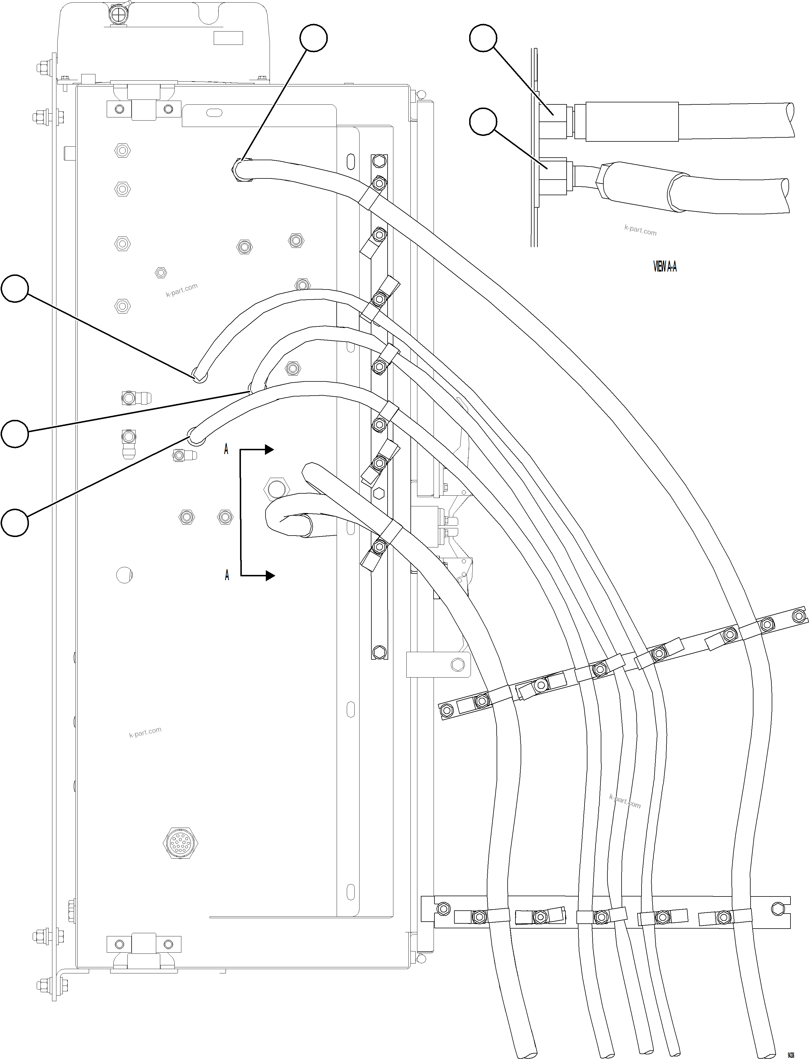 Komatsu parts book diagram for AFE78-EZ 930E-5 S/N A40612,A40614 - A40618  KCH: HYDRAULIC BRAKE CABINET PIPING - BRAKE MANIFOLD