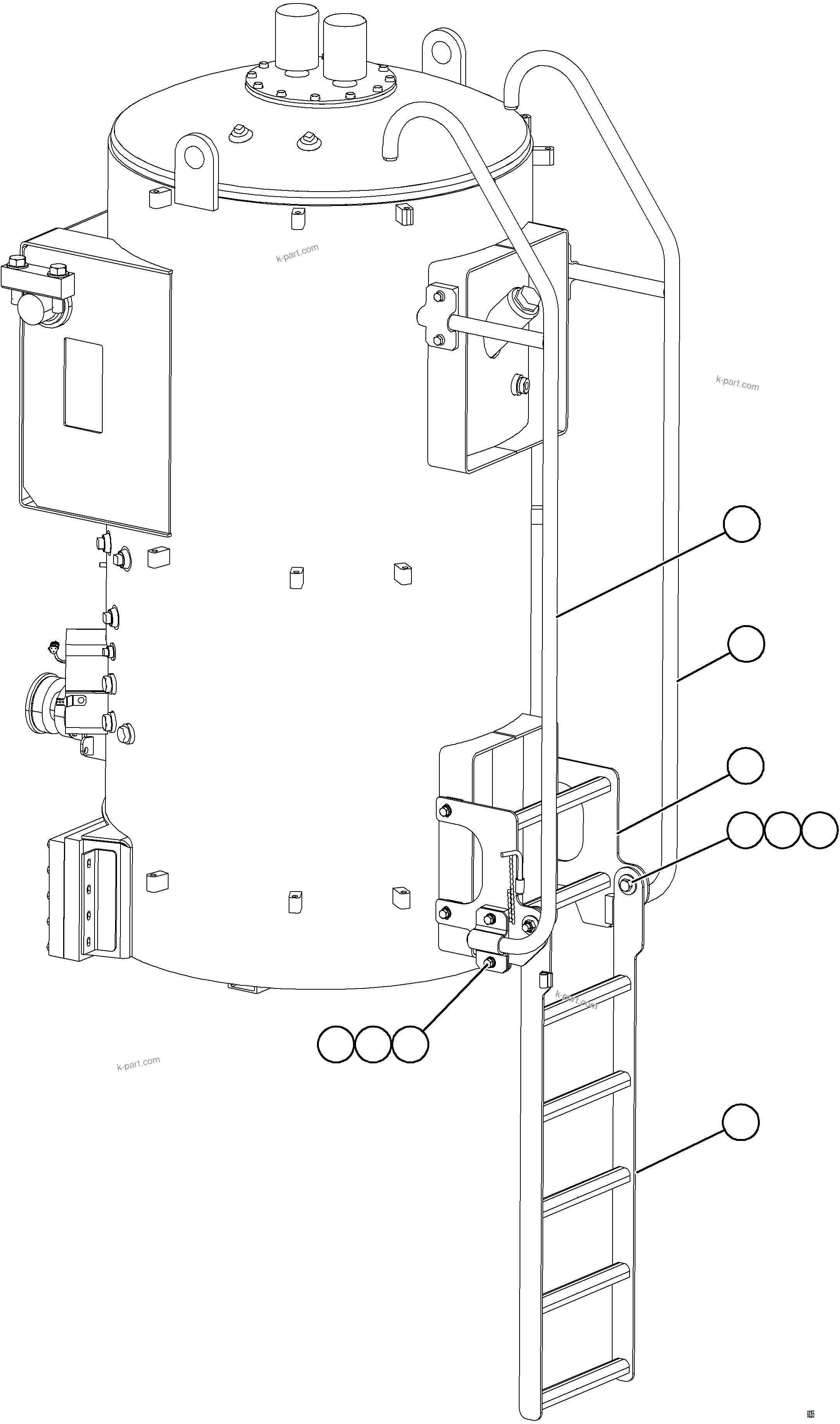 Komatsu parts book diagram for AFE78-EZ 930E-5 S/N A40612,A40614 - A40618  KCH: HYDRAULIC TANK LADDER