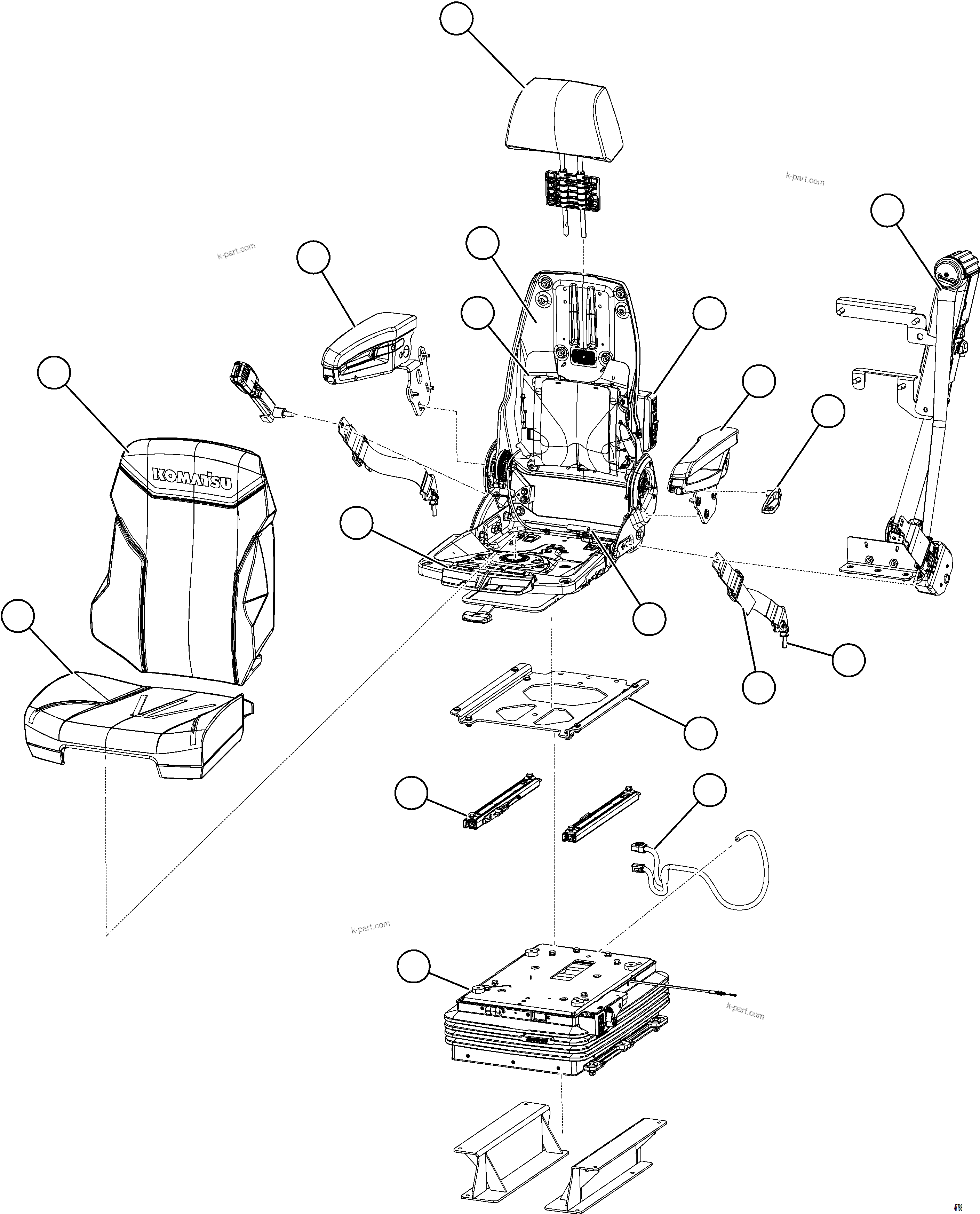 Komatsu parts book diagram for AFE78-EZ 930E-5 S/N A40612,A40614 - A40618  KCH: OPERATOR SEAT - BASIC