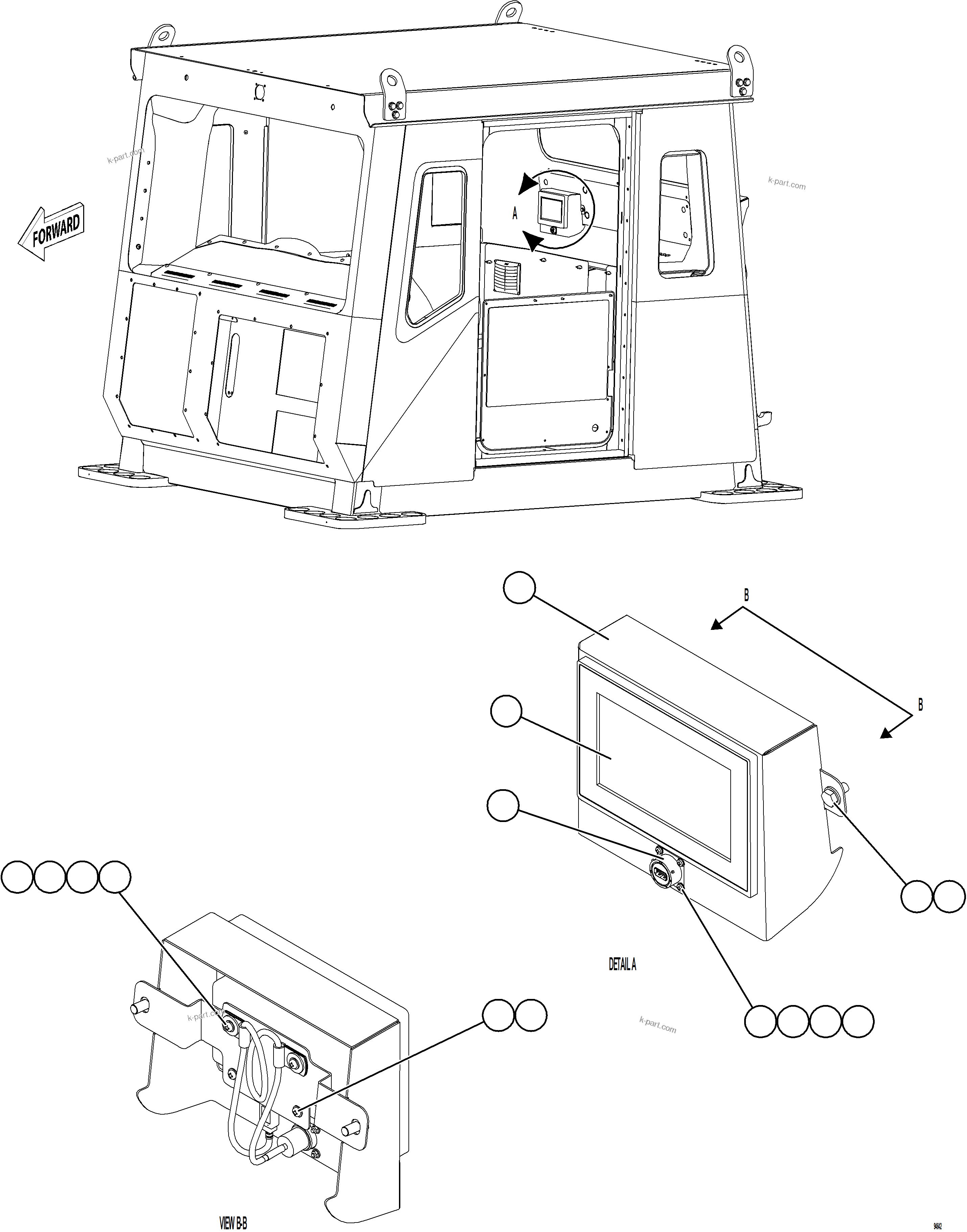 Komatsu parts book diagram for AFE78-EZ 930E-5 S/N A40612,A40614 - A40618  KCH: VID PANEL INSTALLATION