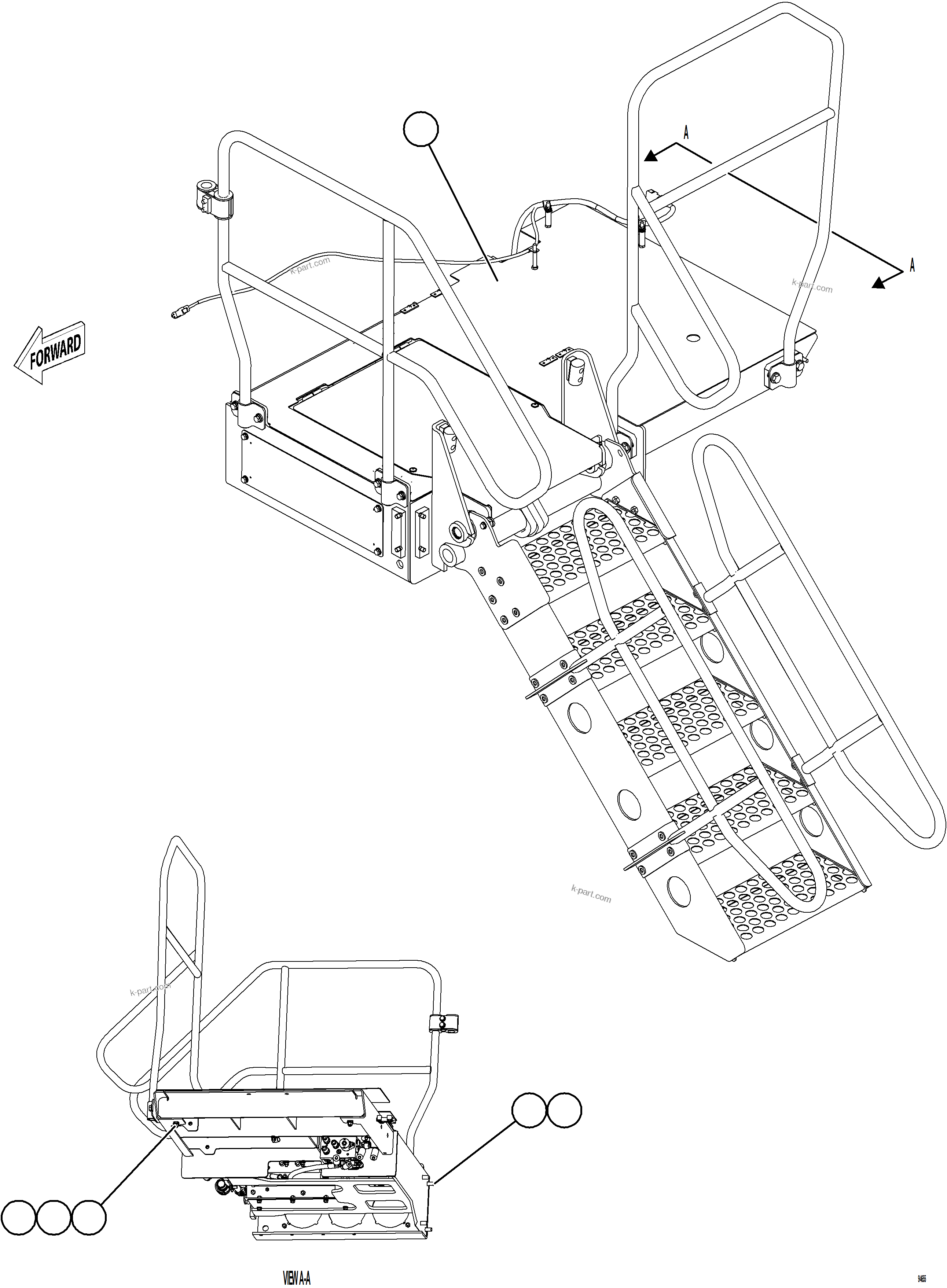 Komatsu parts book diagram for AFE78-EZ 930E-5 S/N A40612,A40614 - A40618  KCH: LH LOWER PLATFORM INSTALLATION