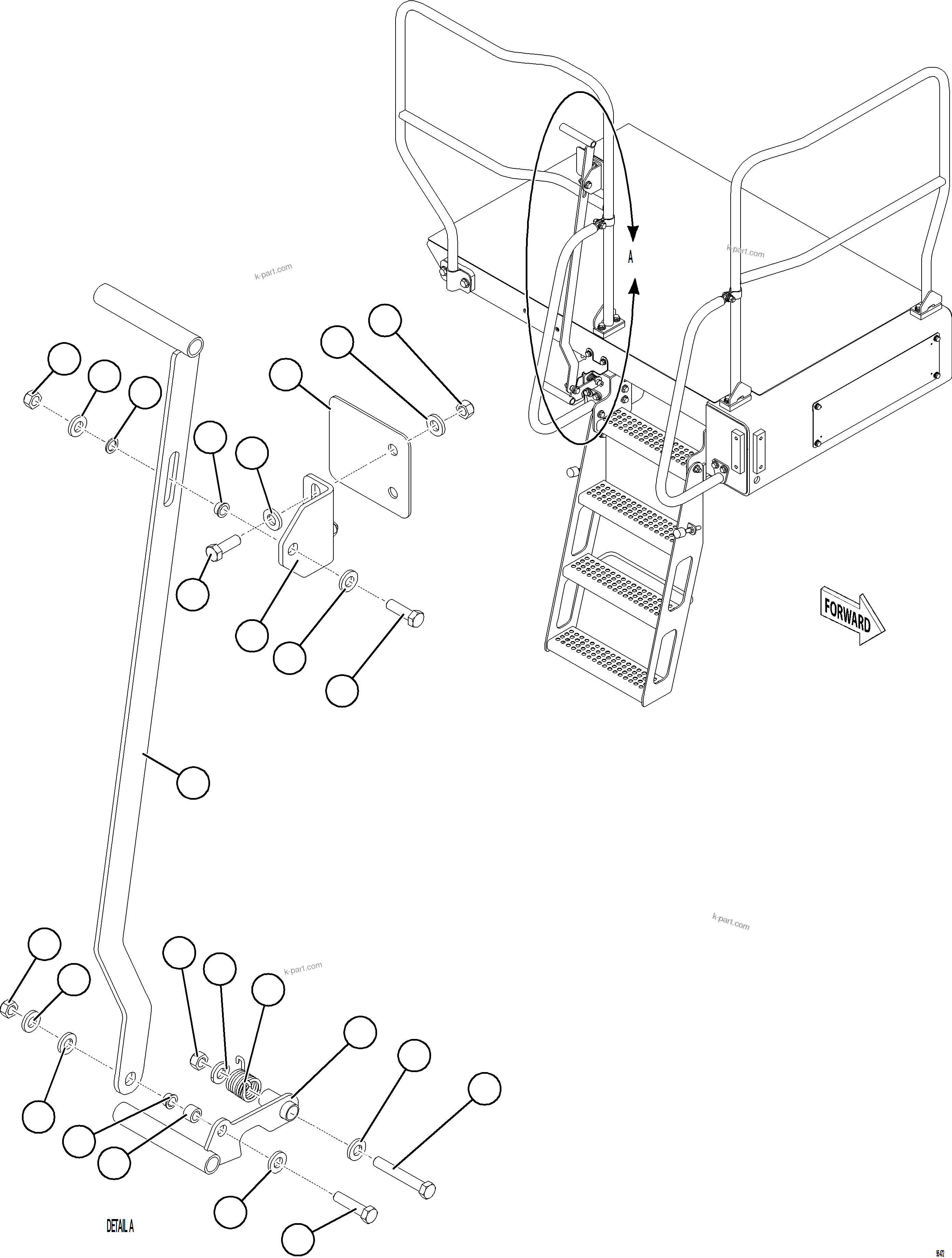 Komatsu parts book diagram for AFE78-EZ 930E-5 S/N A40612,A40614 - A40618  KCH: RH DROPDOWN LADDER LATCH