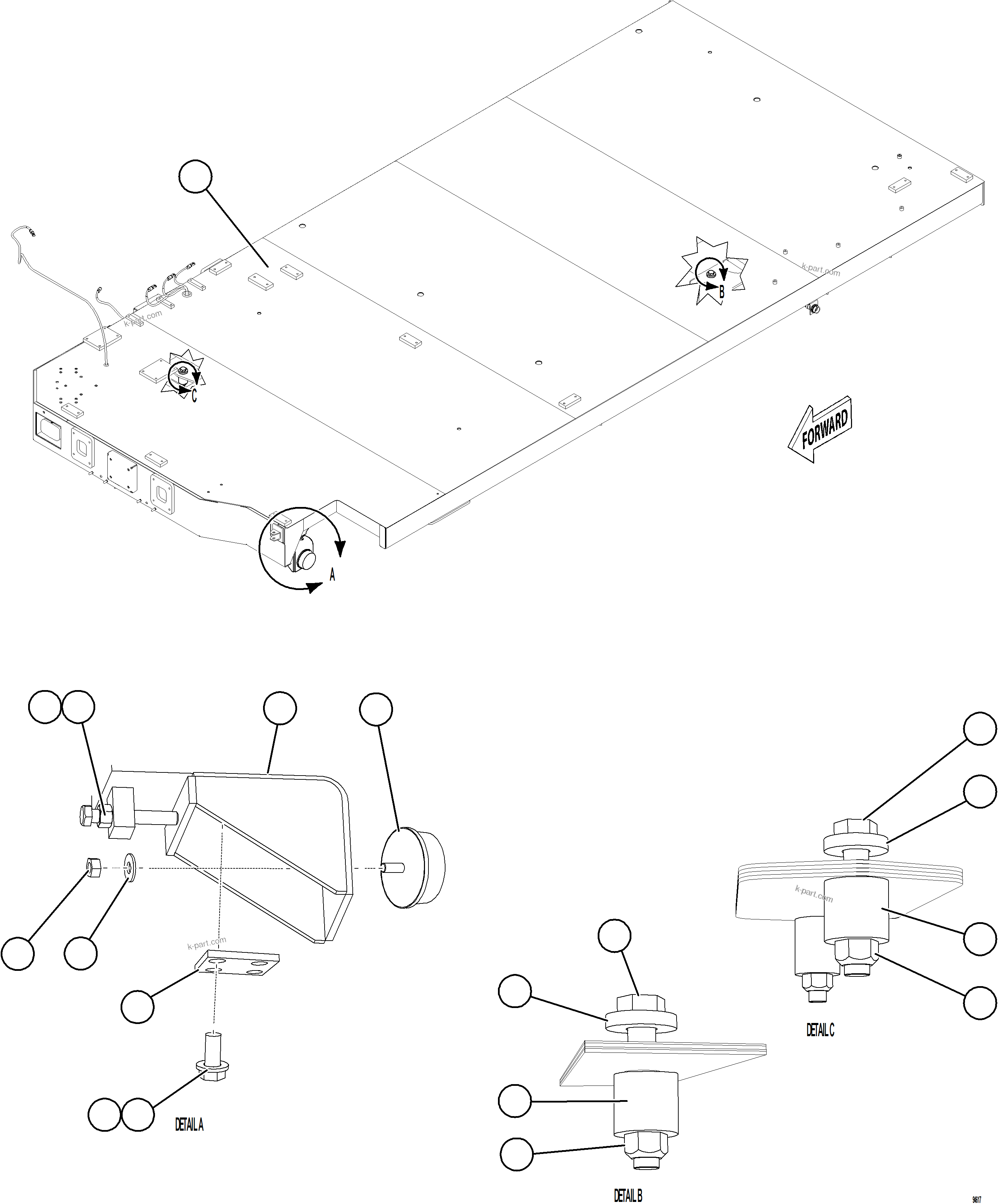 Komatsu parts book diagram for AFE78-EZ 930E-5 S/N A40612,A40614 - A40618  KCH: RH DECK INSTALLATION