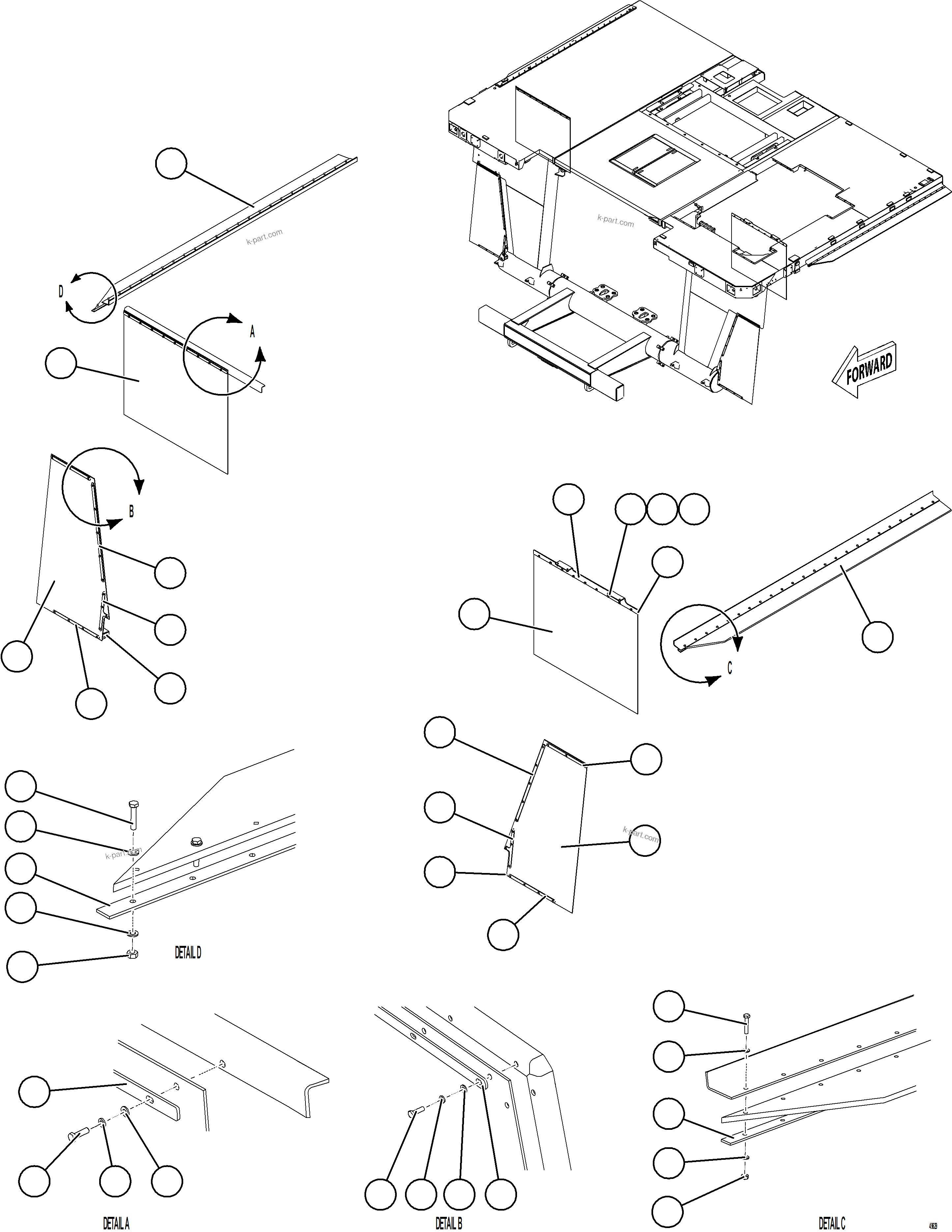 Komatsu parts book diagram for AFE78-EZ 930E-5 S/N A40612,A40614 - A40618  KCH: DECK MUD FLAPS