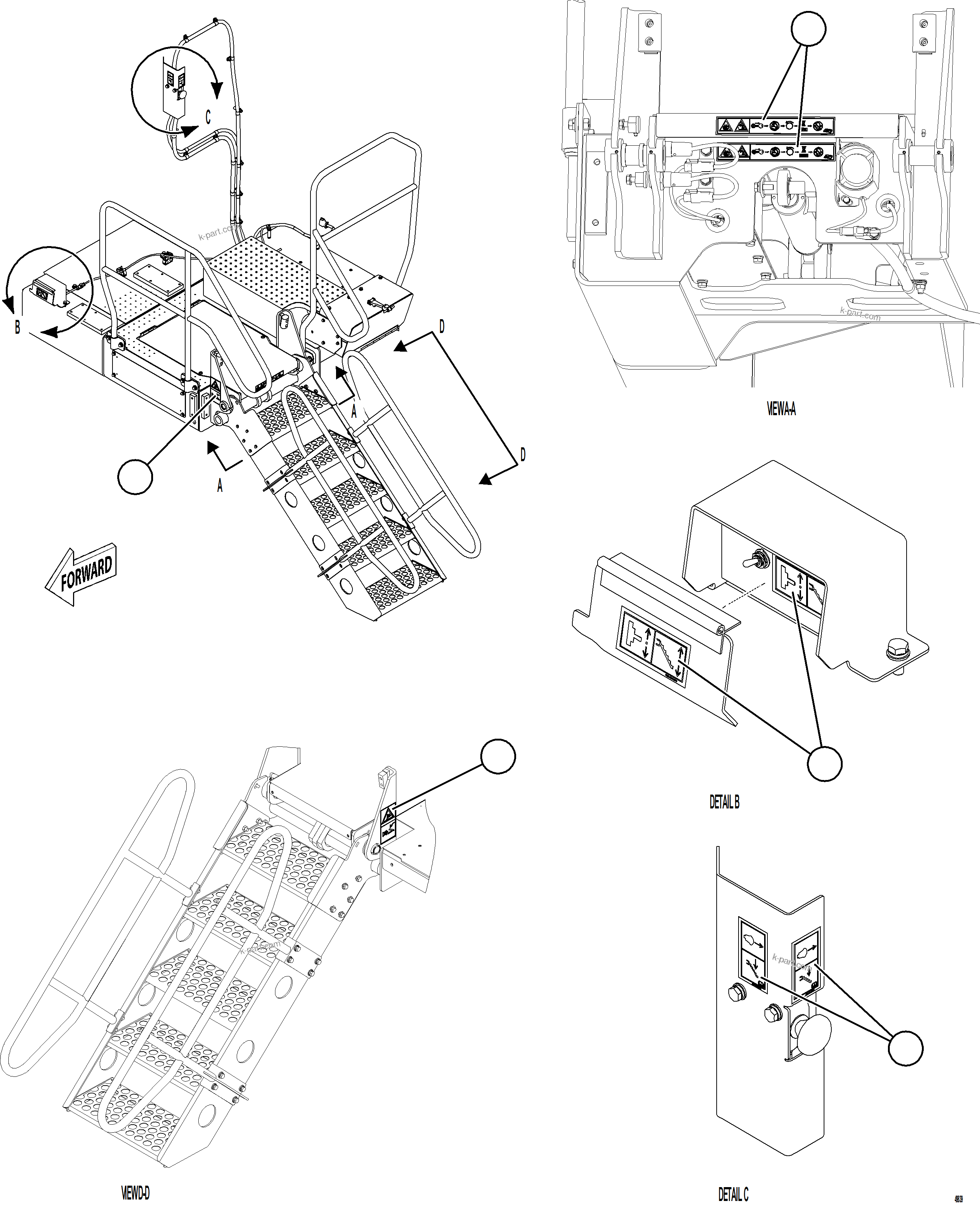 Komatsu parts book diagram for AFE78-EZ 930E-5 S/N A40612,A40614 - A40618  KCH: RETRACTABLE LADDER DECALS    1/2