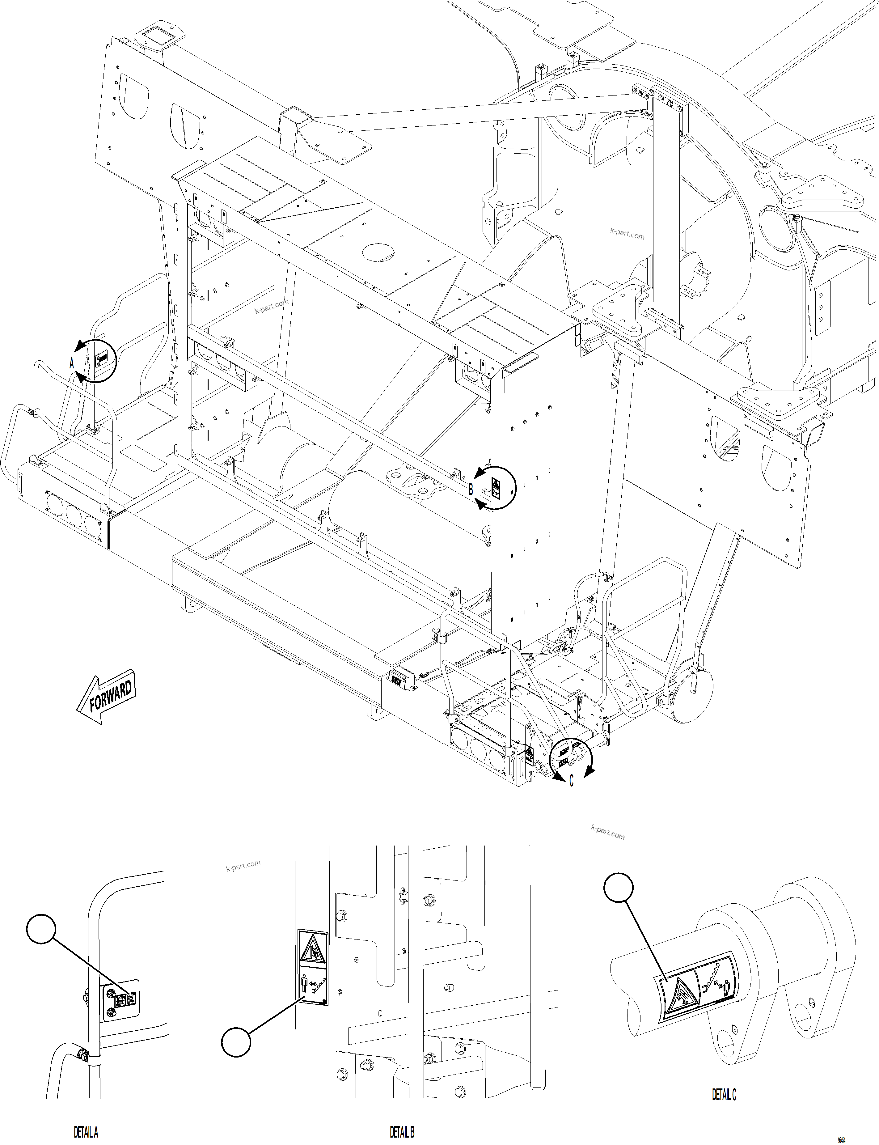Komatsu parts book diagram for AFE78-EZ 930E-5 S/N A40612,A40614 - A40618  KCH: RETRACTABLE LADDER DECALS    2/2