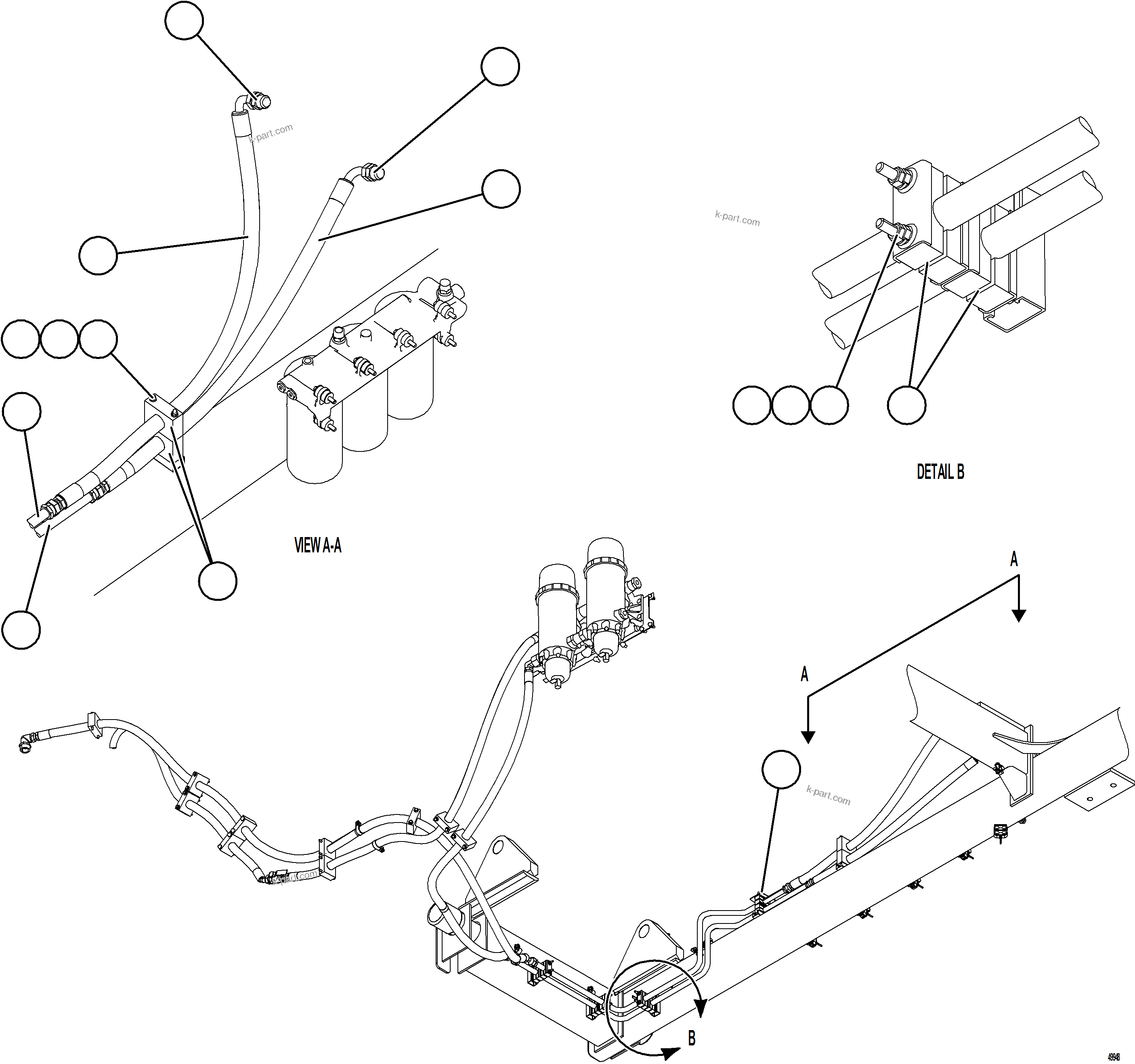 Komatsu parts book diagram for AFE78-FD 930E-5 S/N A40629 - A40631  KSA: FUEL SYSTEM PIPING    3/4