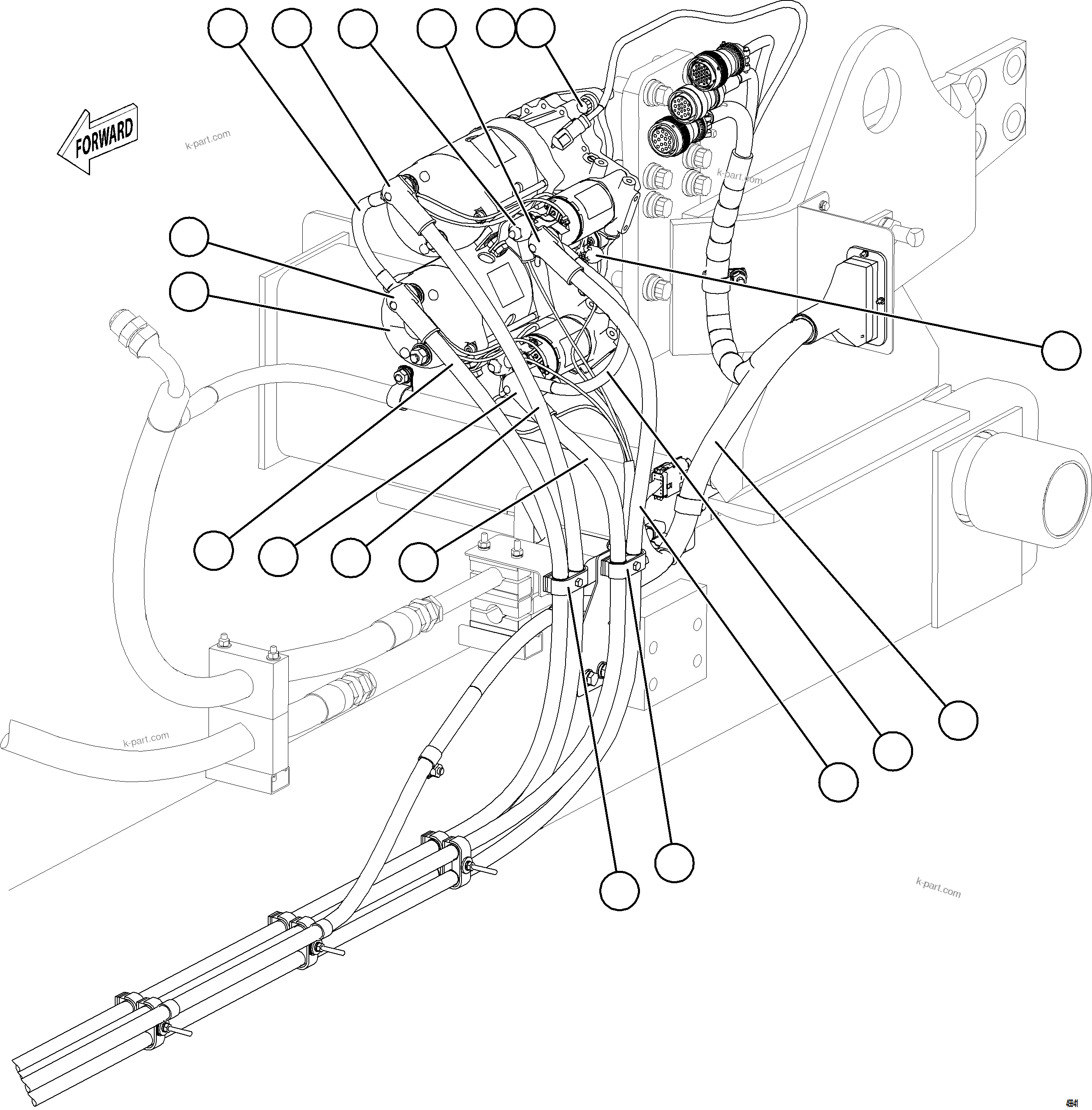 Komatsu parts book diagram for AFE78-FD 930E-5 S/N A40629 - A40631  KSA: CRANKING MOTOR INSTALLATION