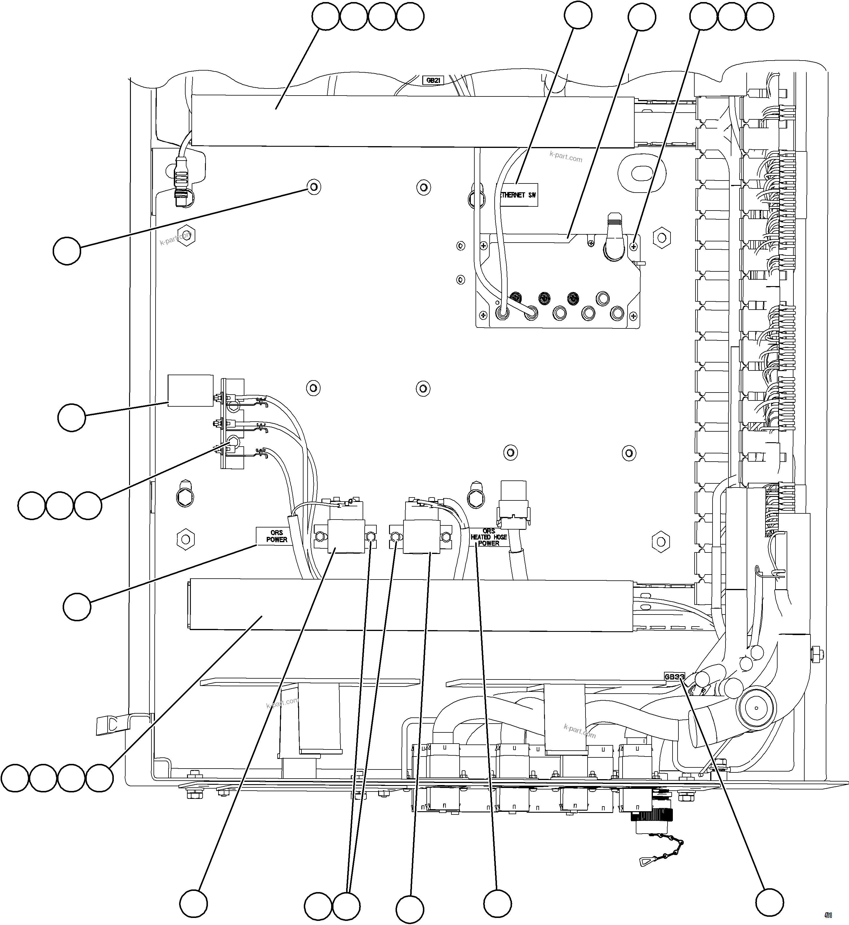 Komatsu parts book diagram for AFE78-FD 930E-5 S/N A40629 - A40631  KSA: AUXILIARY CONTROL CABINET - LH WALL    2/3