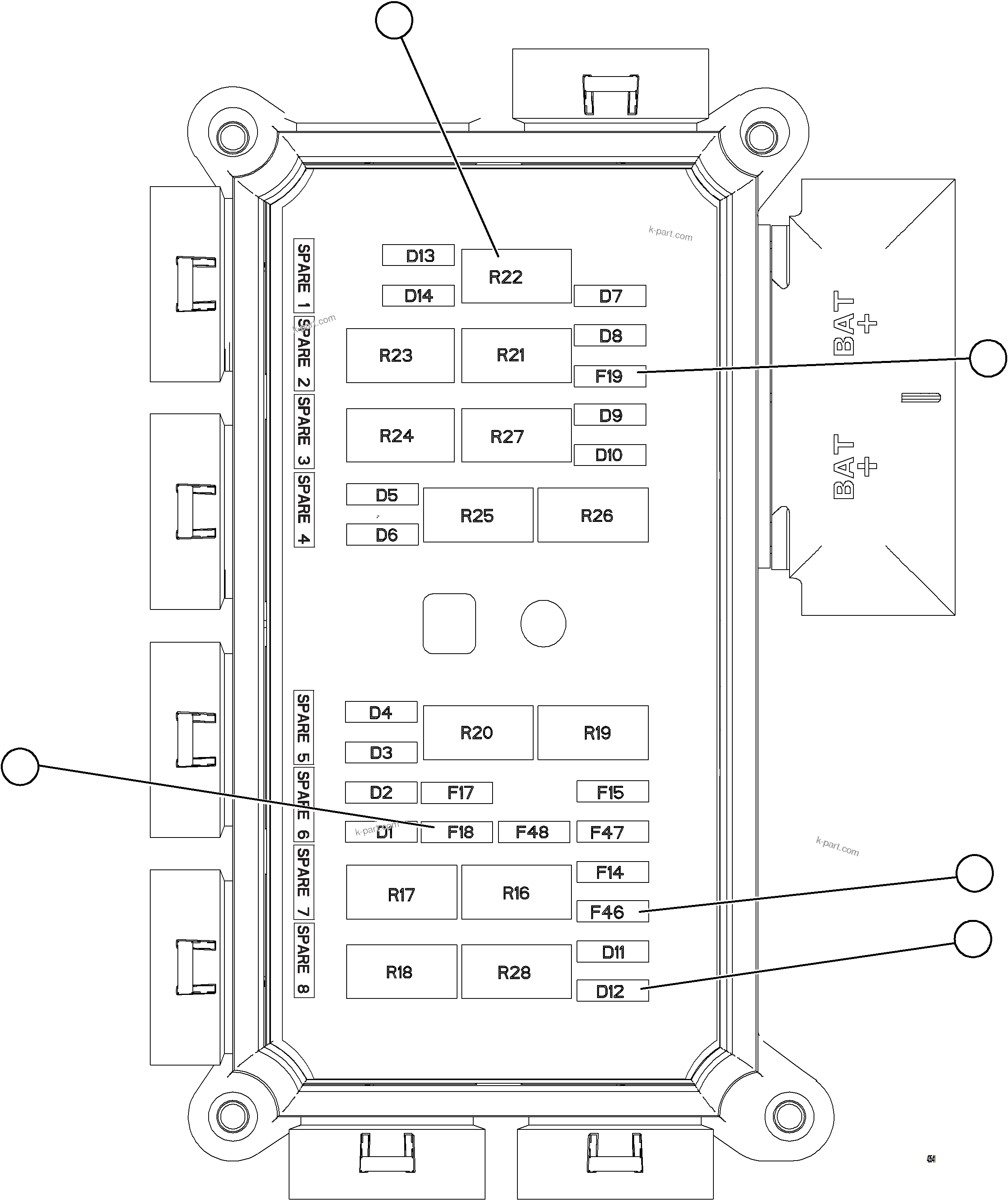 Komatsu parts book diagram for AFE78-FD 930E-5 S/N A40629 - A40631  KSA: VEHICLE ELECTRICAL CENTER VEC-90