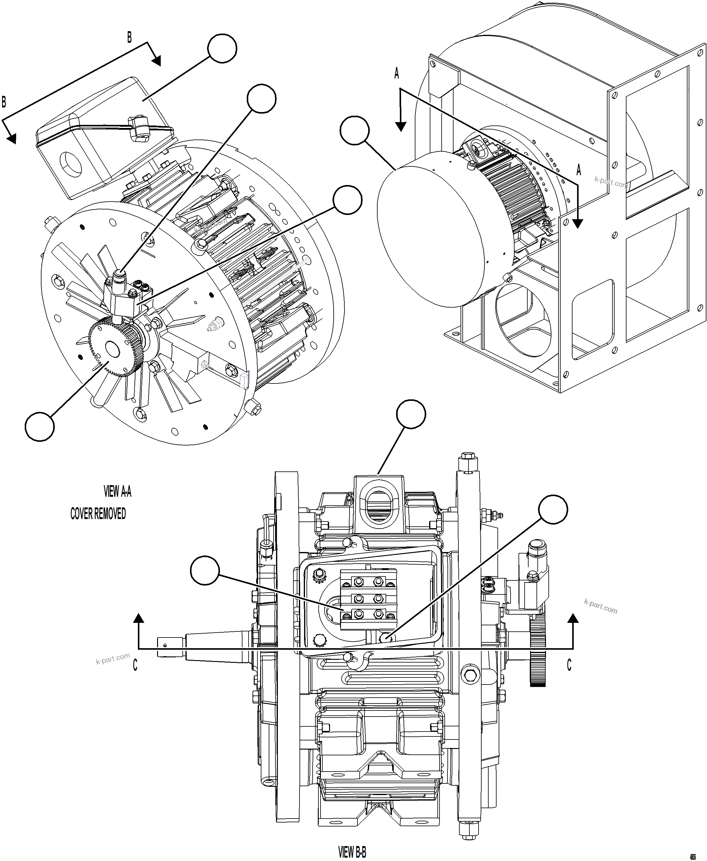 Komatsu parts book diagram for AFE78-FD 930E-5 S/N A40629 - A40631  KSA: AUXILIARY BLOWER MOTOR    1/2