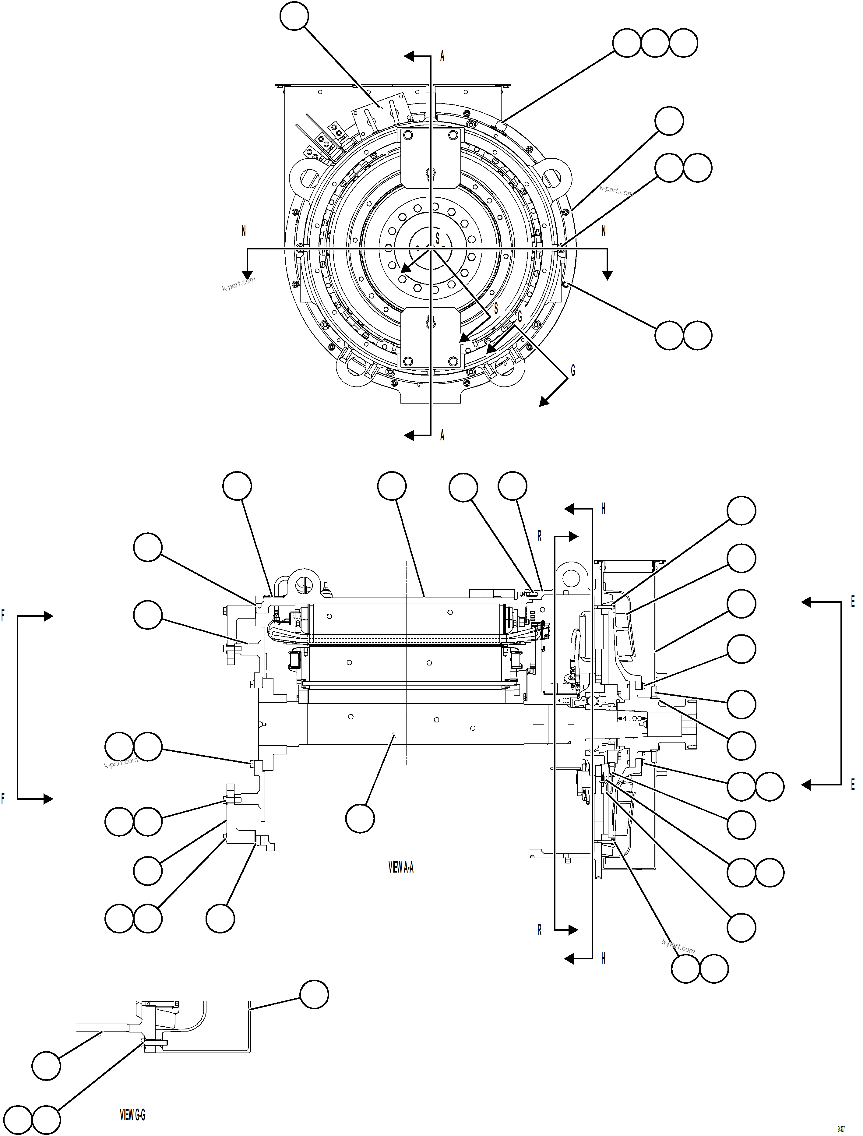 Komatsu parts book diagram for AFE78-FD 930E-5 S/N A40629 - A40631  KSA: ALTERNATOR ASSEMBLY    1/6
