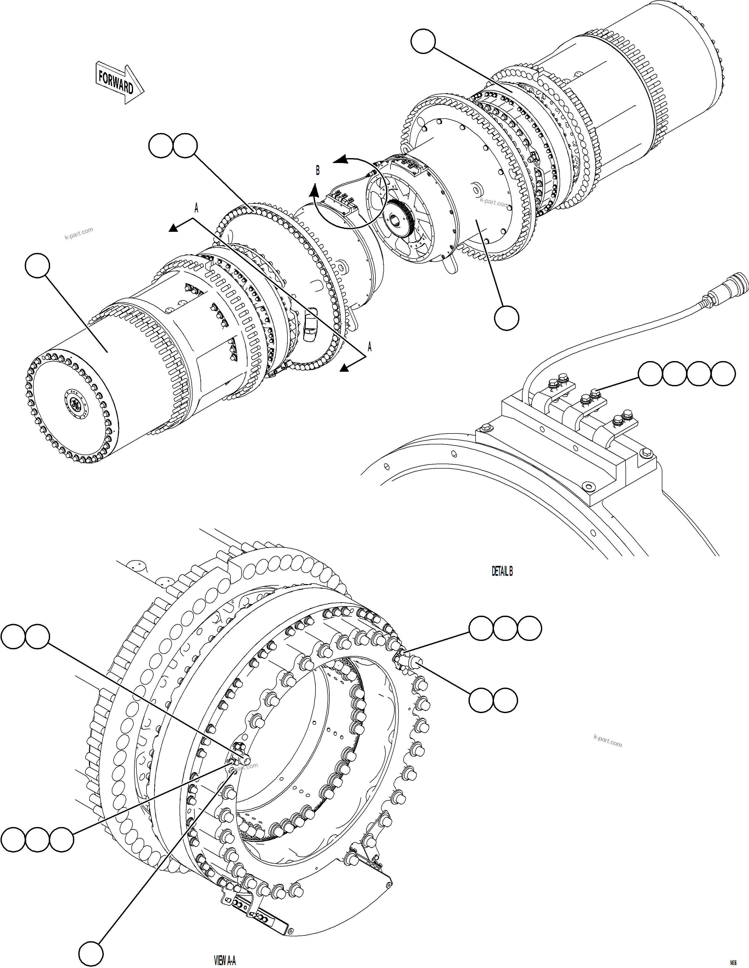 Komatsu parts book diagram for AFE78-FD 930E-5 S/N A40629 - A40631  KSA: WHEEL MOTOR ASSEMBLY MOUNTING