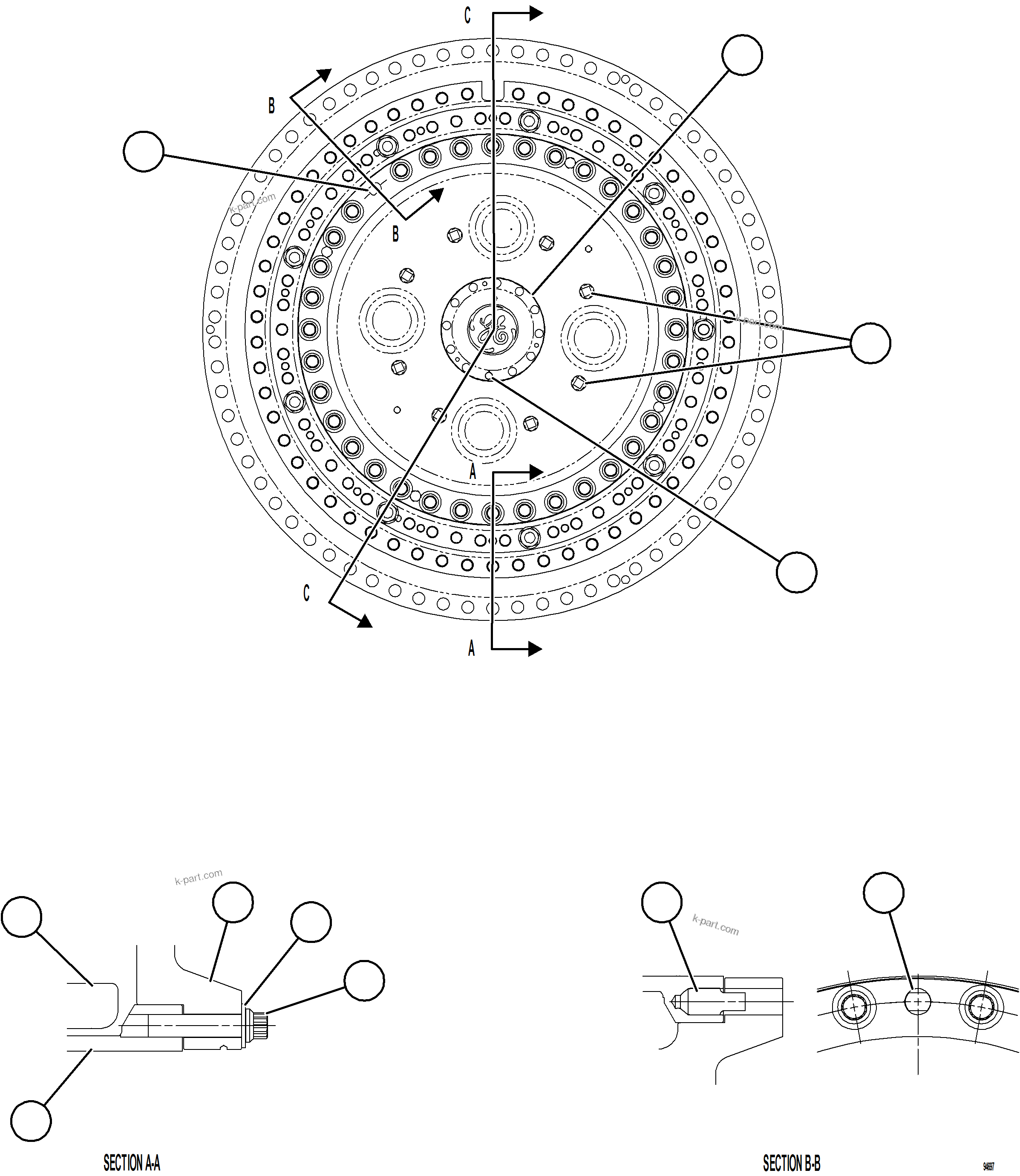 Komatsu parts book diagram for AFE78-FD 930E-5 S/N A40629 - A40631  KSA: TRANSMISSION    1/3