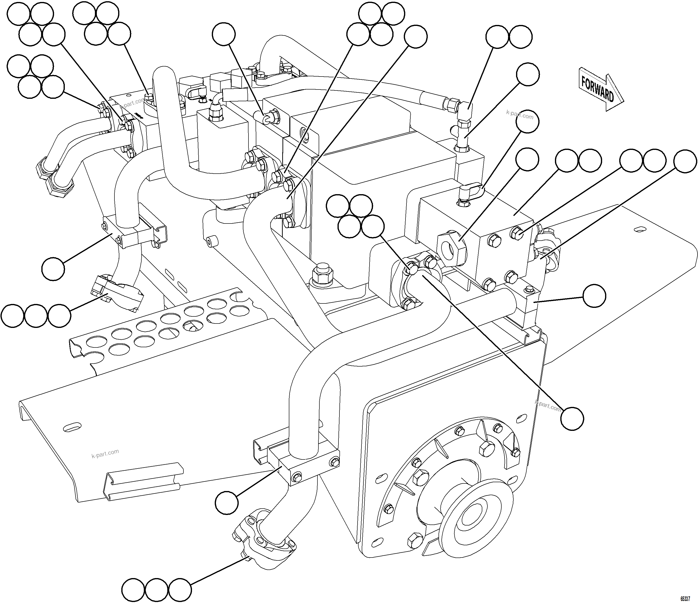 Komatsu parts book diagram for AFE78-FD 930E-5 S/N A40629 - A40631  KSA: VALVE/PUMP MODULE PIPING    2/3