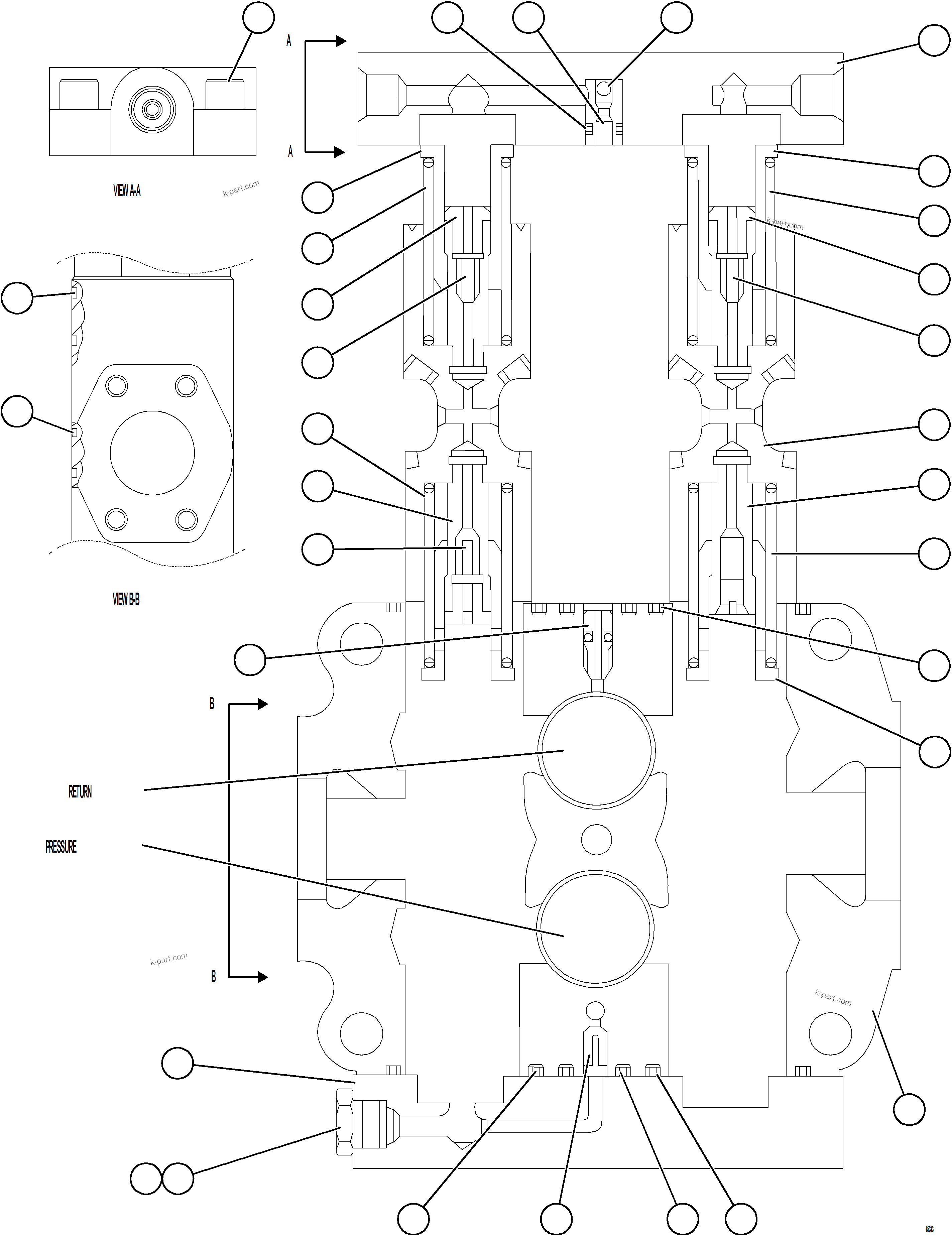 Komatsu parts book diagram for AFE78-FD 930E-5 S/N A40629 - A40631  KSA: SPOOL SECTION ASSEMBLY
