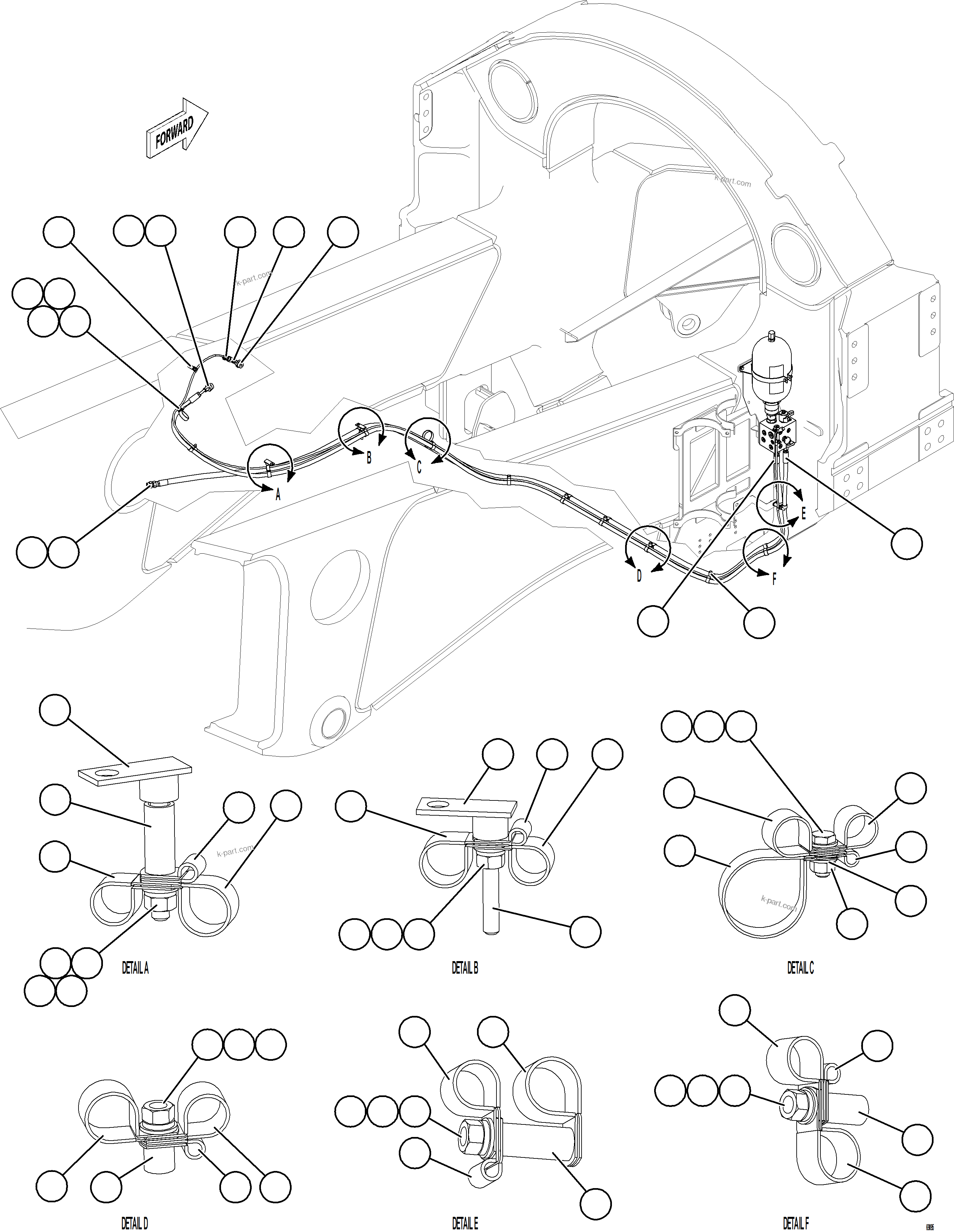 Komatsu parts book diagram for AFE78-FD 930E-5 S/N A40629 - A40631  KSA: AUXILIARY HYDRAULIC SYSTEM    1/2