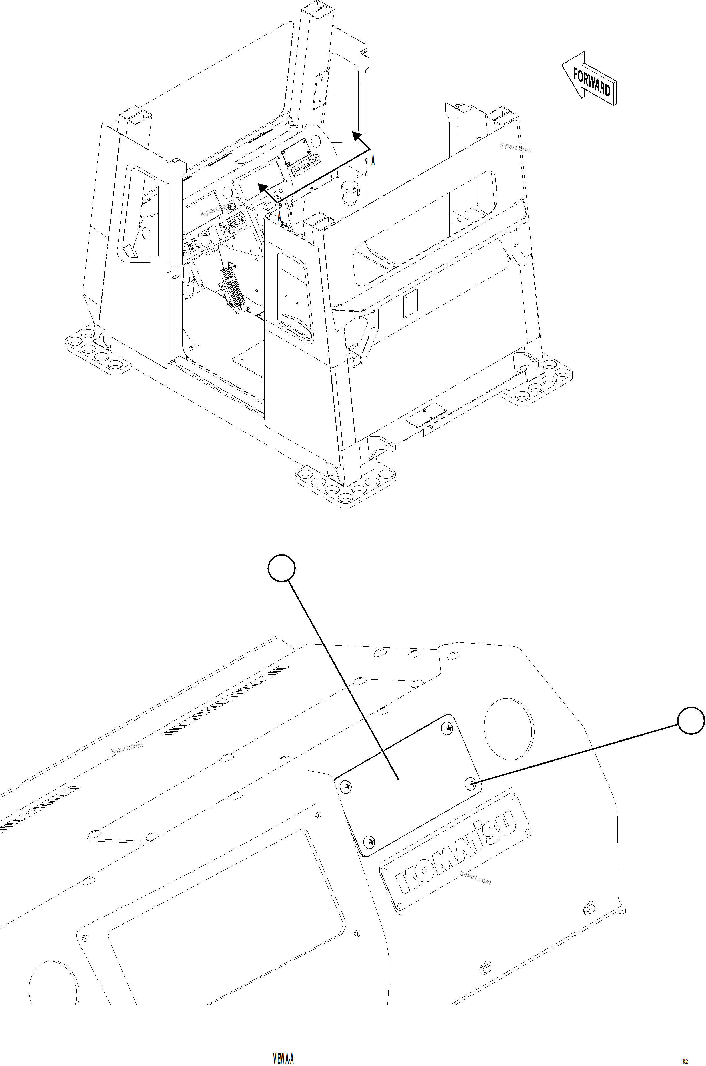 Komatsu parts book diagram for AFE78-FD 930E-5 S/N A40629 - A40631  KSA: CAB BLANKING PLATES    1/2