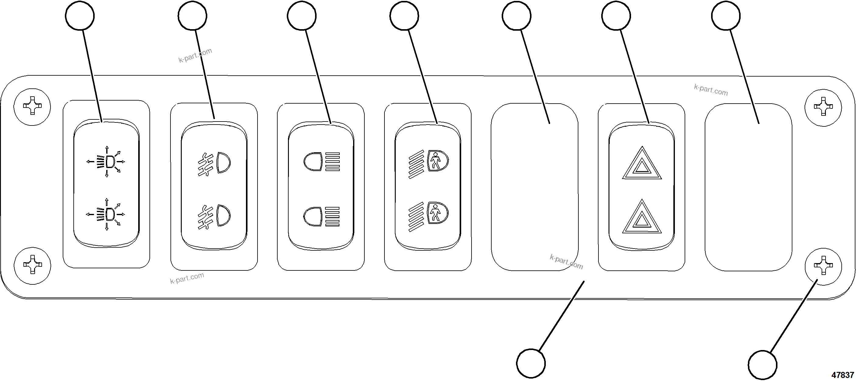 Komatsu parts book diagram for AFE78-FD 930E-5 S/N A40629 - A40631  KSA: LOWER LH DASH SWITCHES