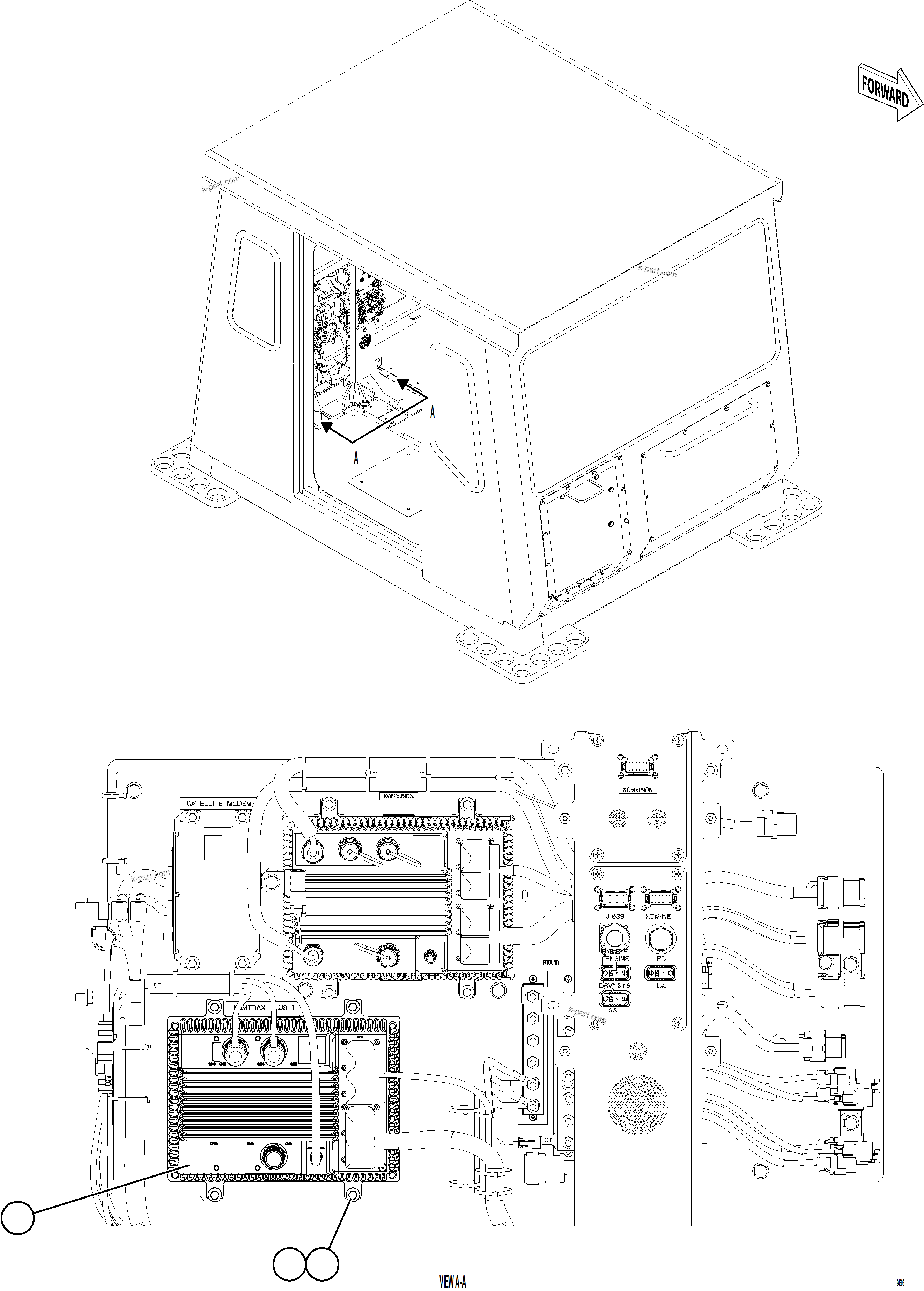 Komatsu parts book diagram for AFE78-FD 930E-5 S/N A40629 - A40631  KSA: KOMTRAX PLUS CONTROLLER INSTALLATION