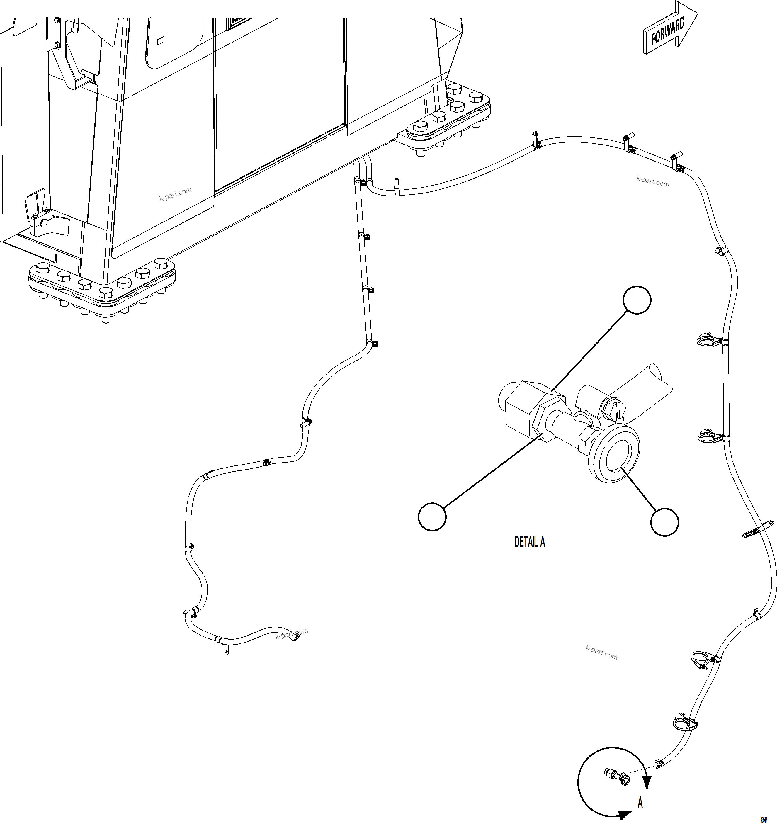 Komatsu parts book diagram for AFE78-FD 930E-5 S/N A40629 - A40631  KSA: HEATER HOSE INSTALLATION    2/2