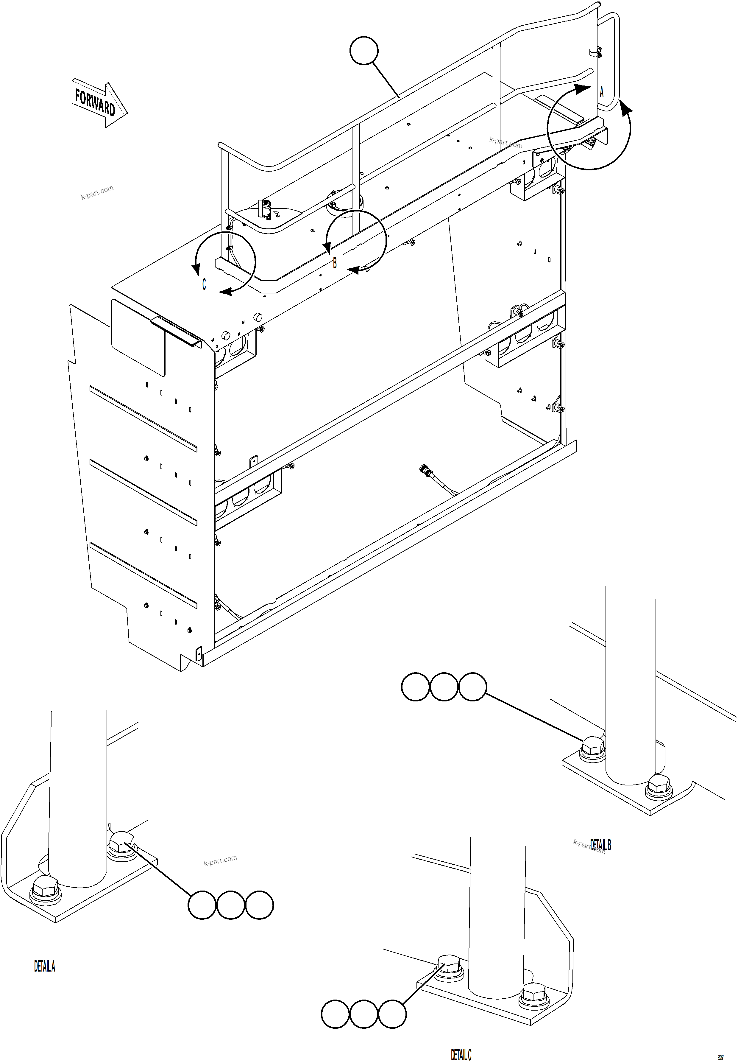 Komatsu parts book diagram for AFE78-FD 930E-5 S/N A40629 - A40631  KSA: GRILLE HANDRAIL