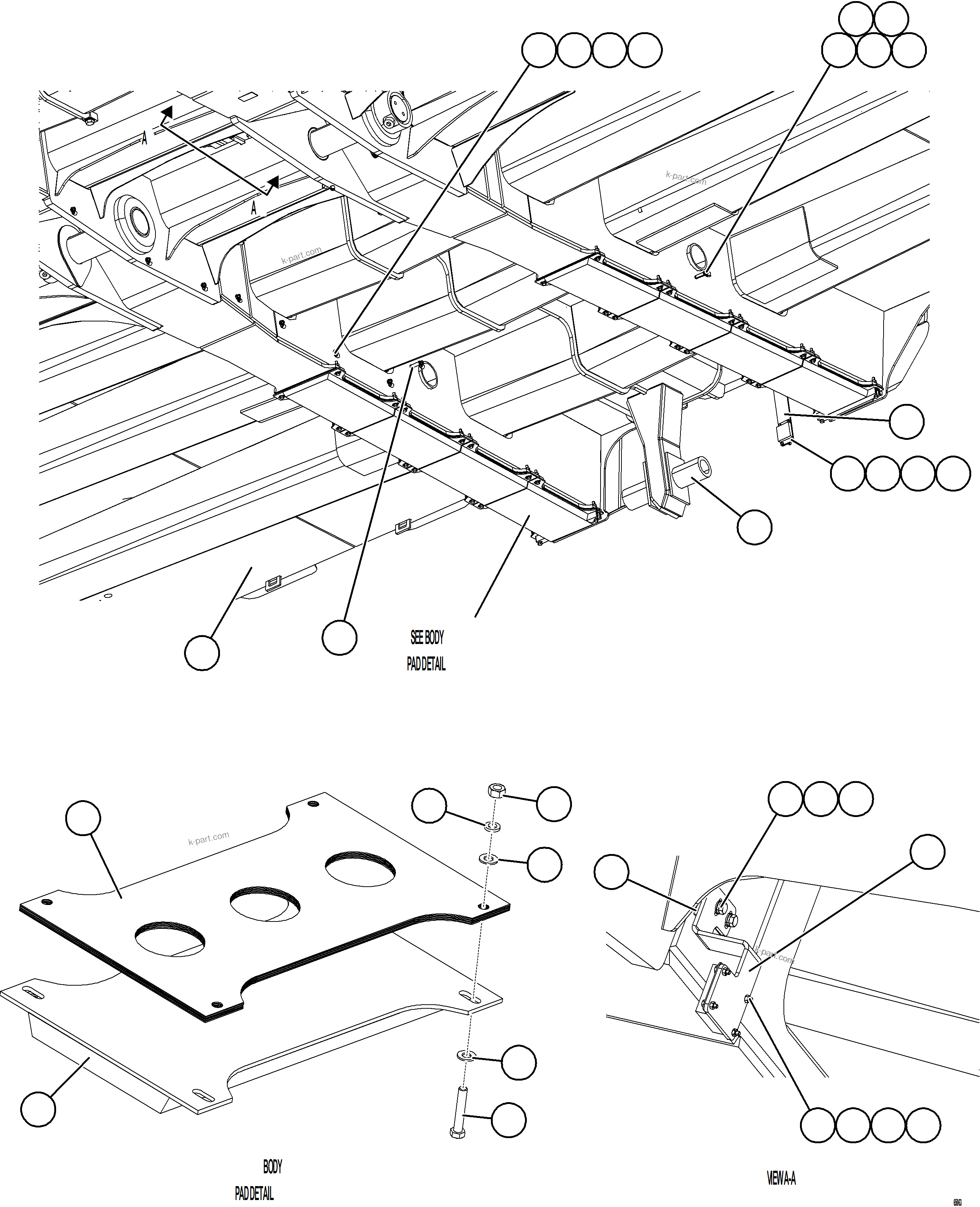Komatsu parts book diagram for AFE78-FD 930E-5 S/N A40629 - A40631  KSA: BODY GUIDES & BODY PADS