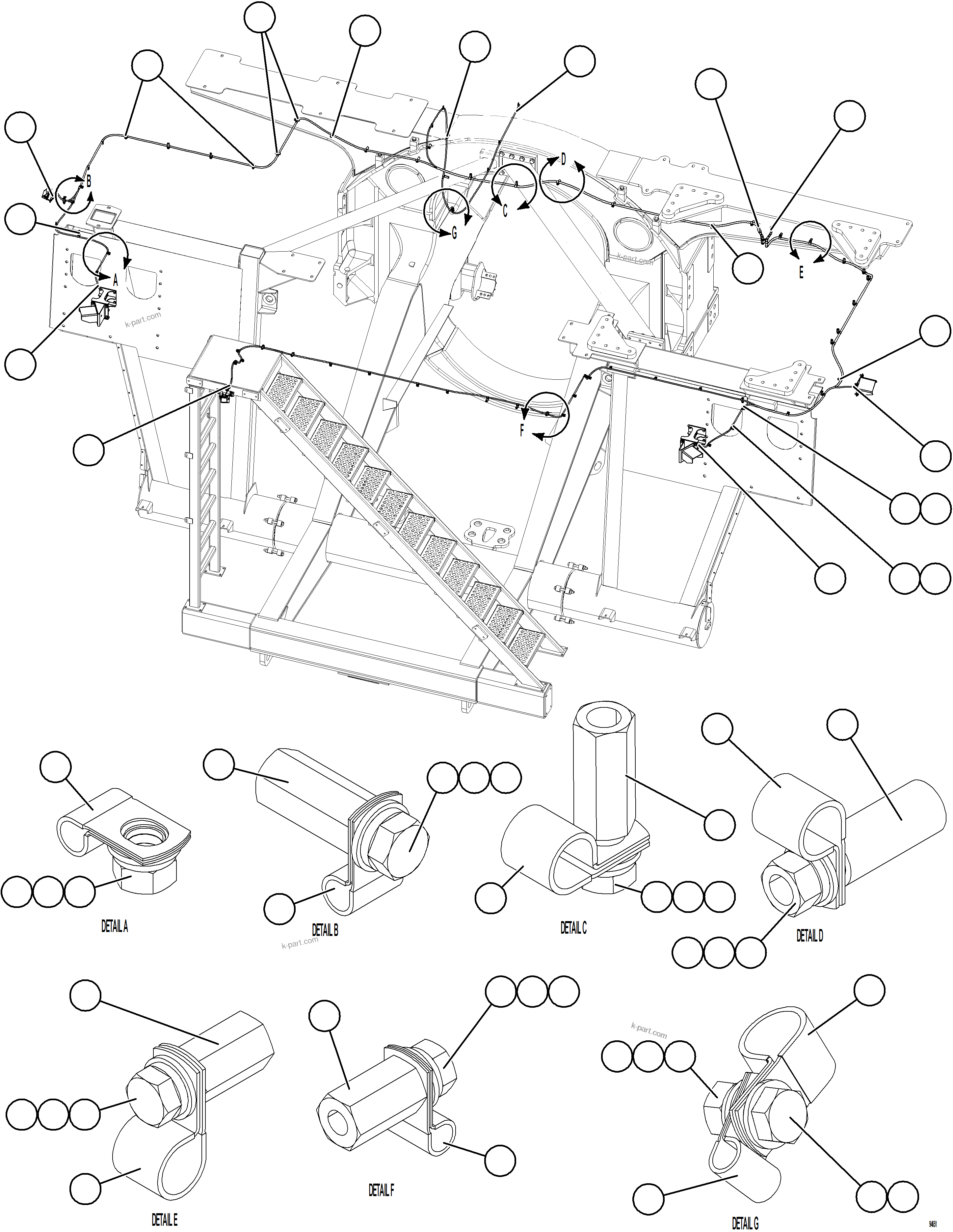 Komatsu parts book diagram for AFE78-FD 930E-5 S/N A40629 - A40631  KSA: KOMVISION CAMERA HARNESS ROUTING    1/2