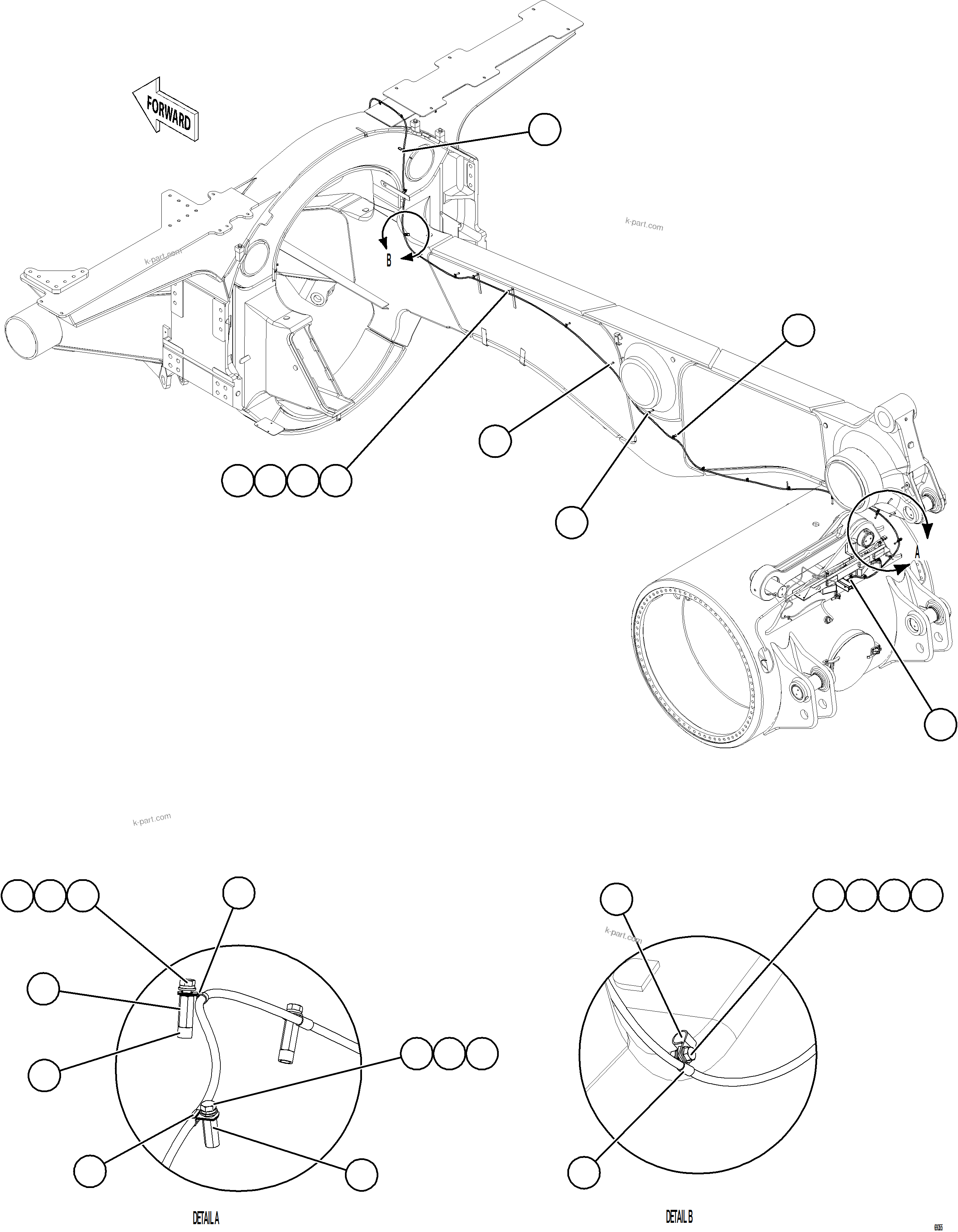 Komatsu parts book diagram for AFE78-FD 930E-5 S/N A40629 - A40631  KSA: KOMVISION CAMERA HARNESS ROUTING    2/2